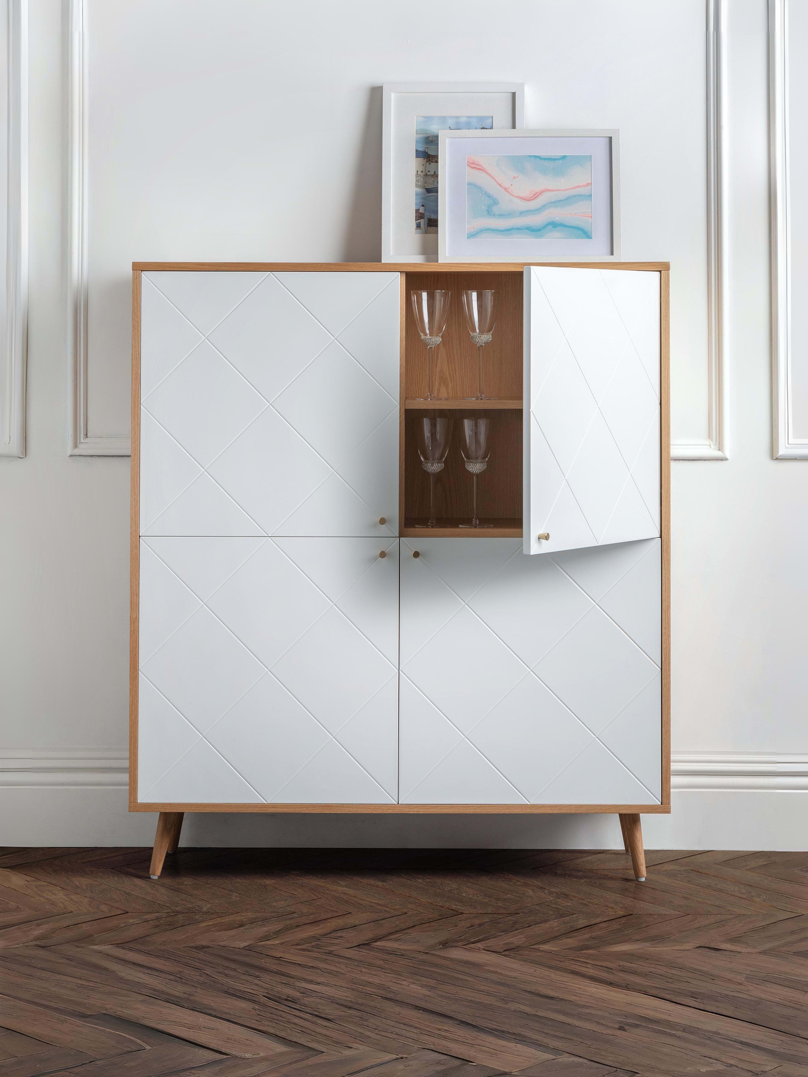 Moritz 4 Door Cabinet – Oak & White – White and Oak Effect
