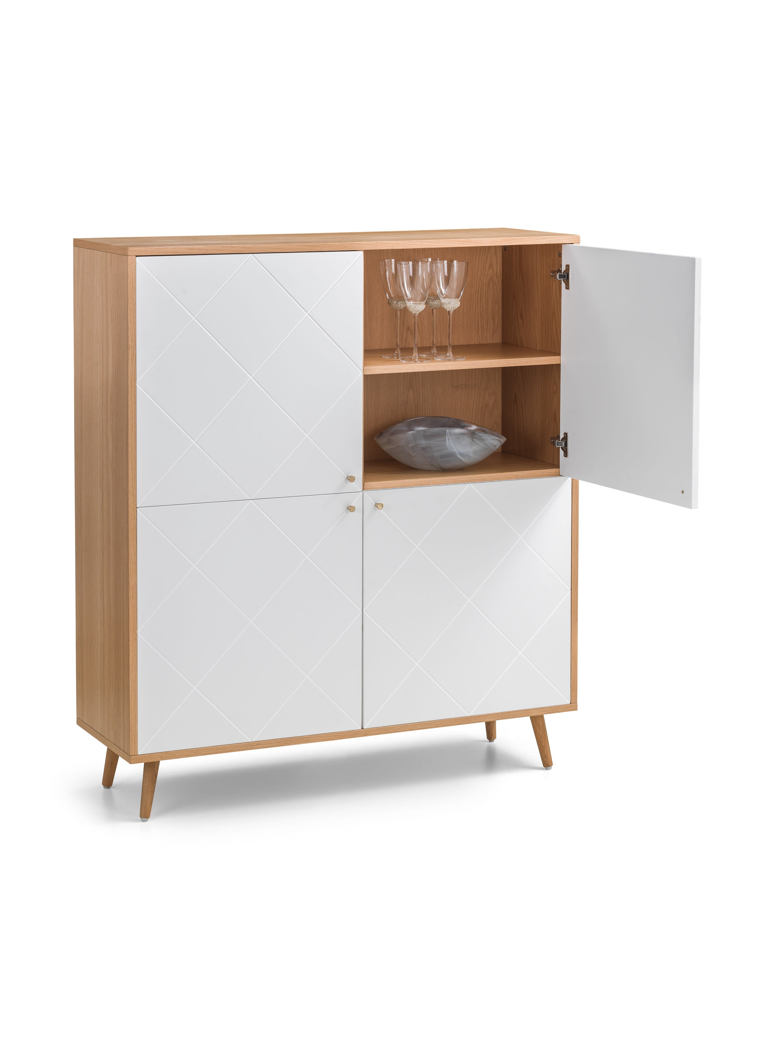 Moritz 4 Door Cabinet – Oak & White – White and Oak Effect