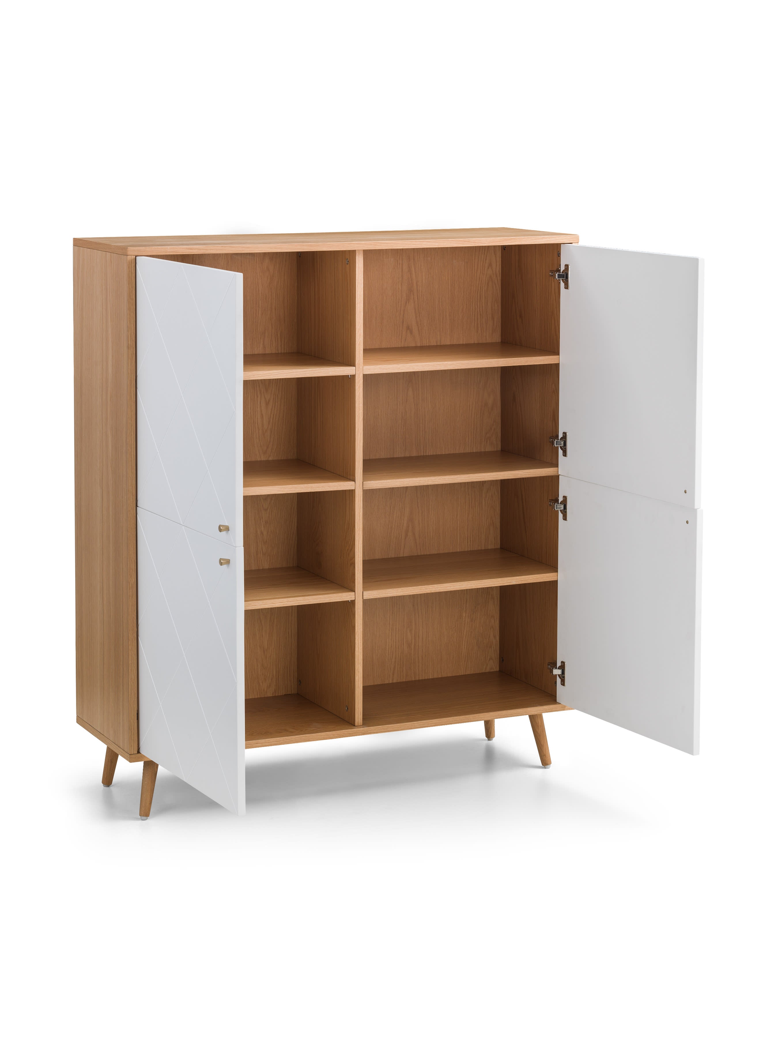Moritz 4 Door Cabinet – Oak & White – White and Oak Effect