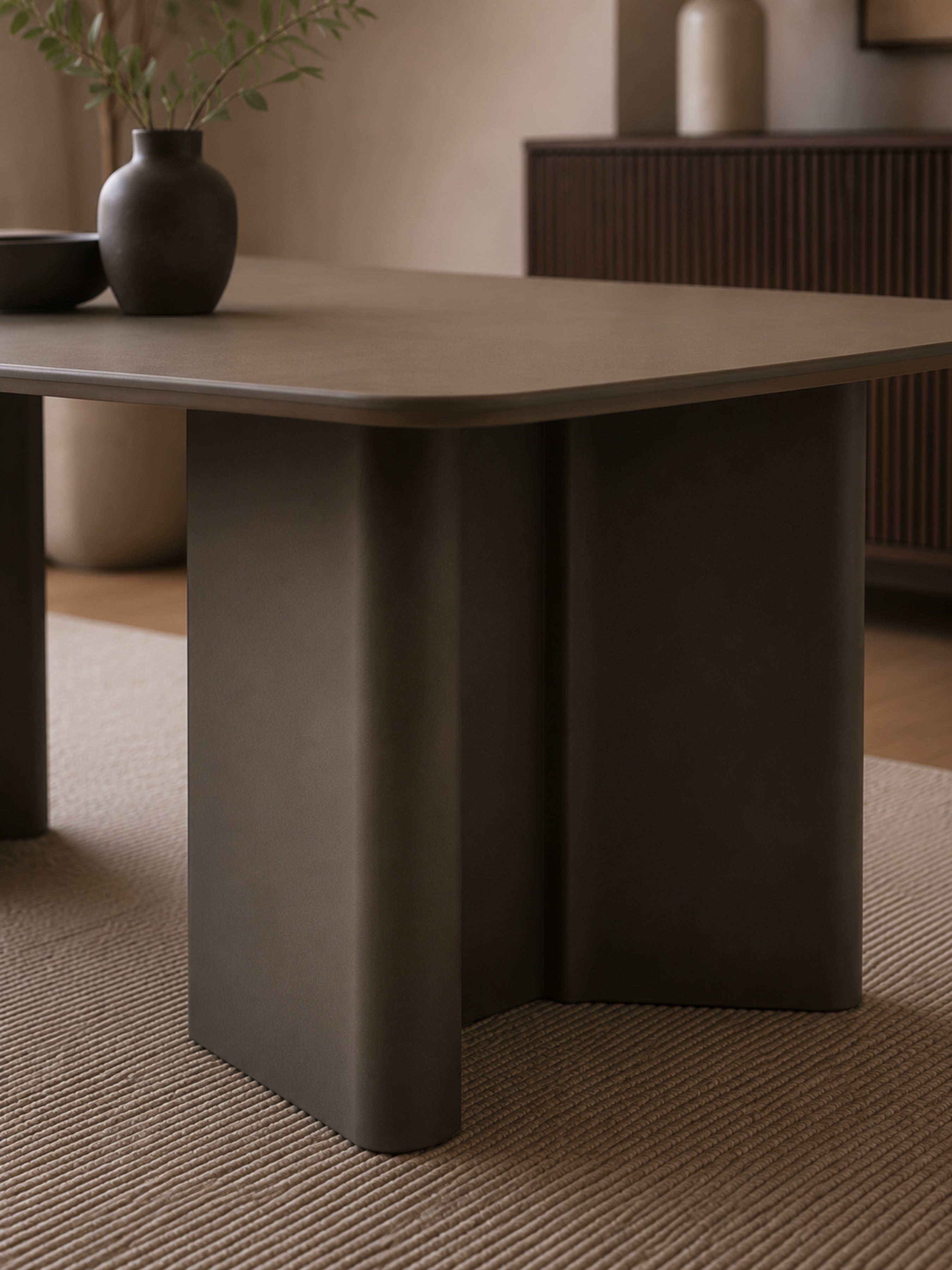 Moro Rectangular Dining Table – Matt Chocolate Brown