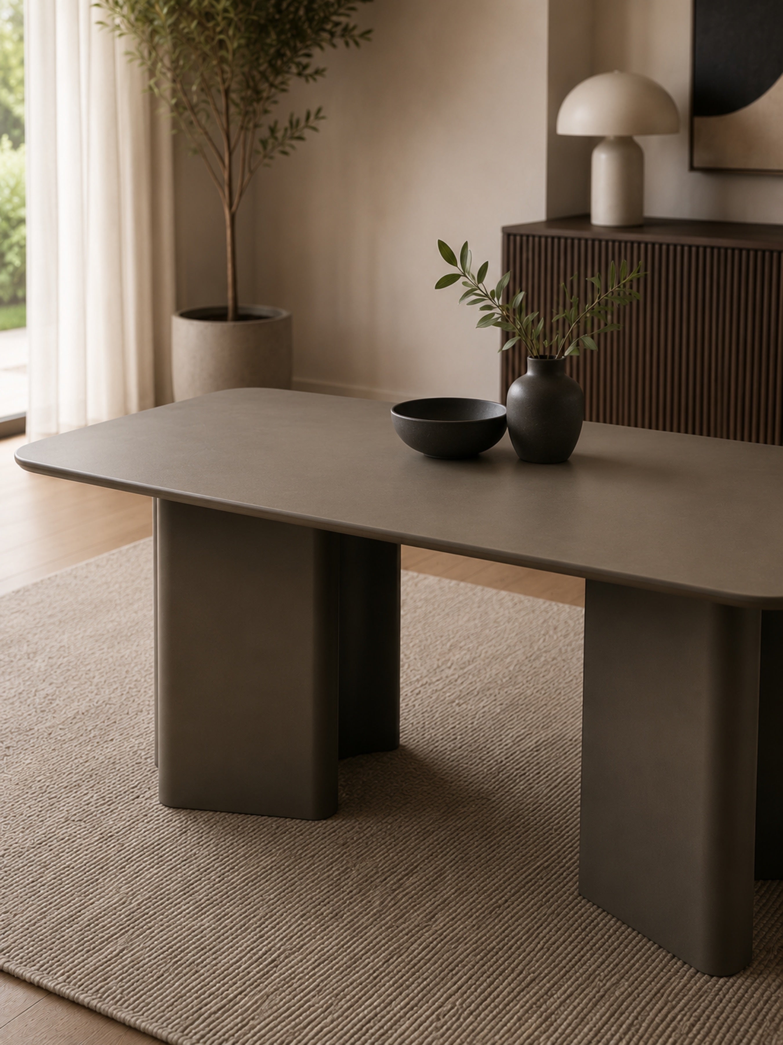 Moro Rectangular Dining Table – Matt Chocolate Brown
