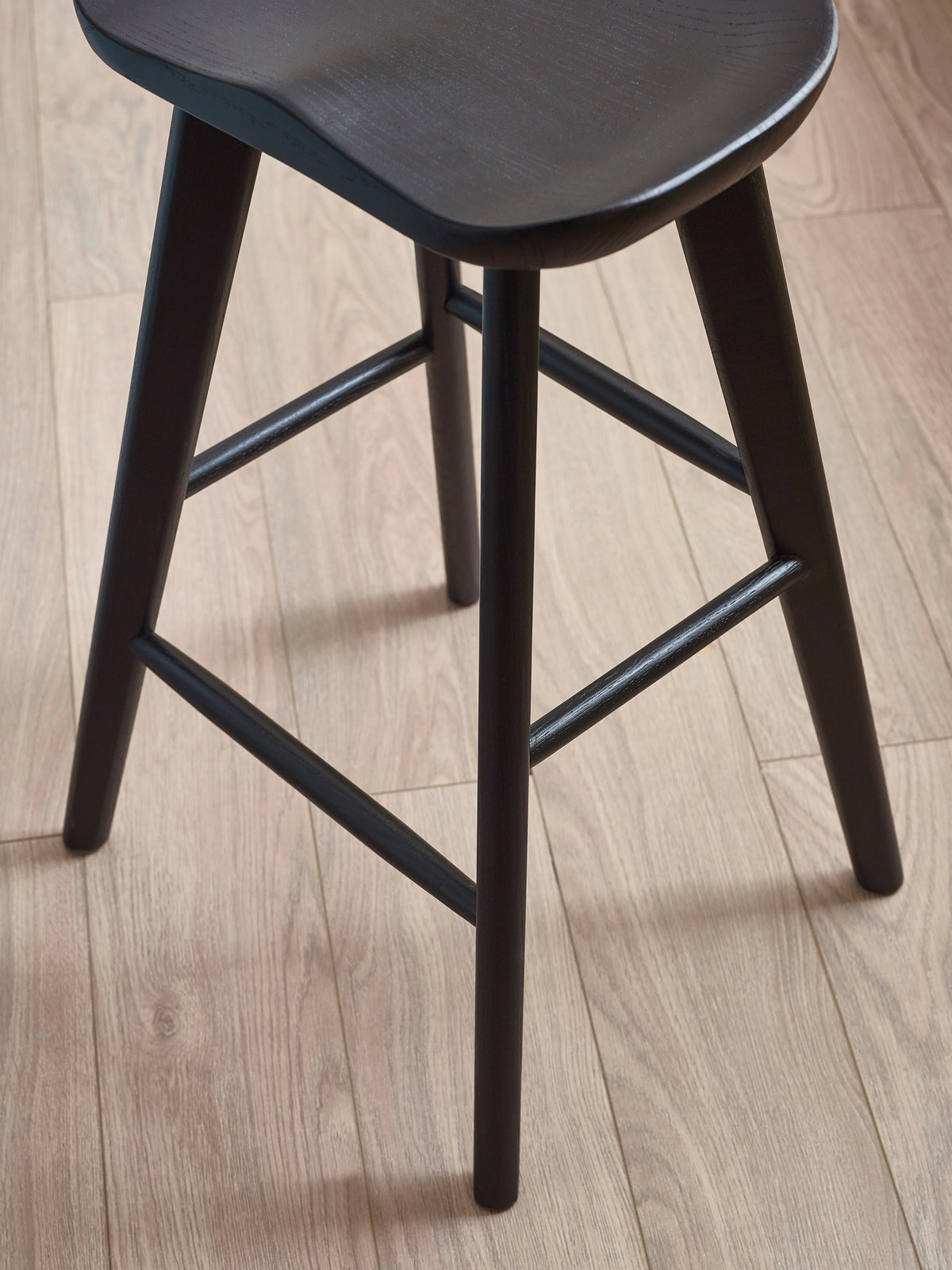 Mulu Black Solid Oak Bar Stool