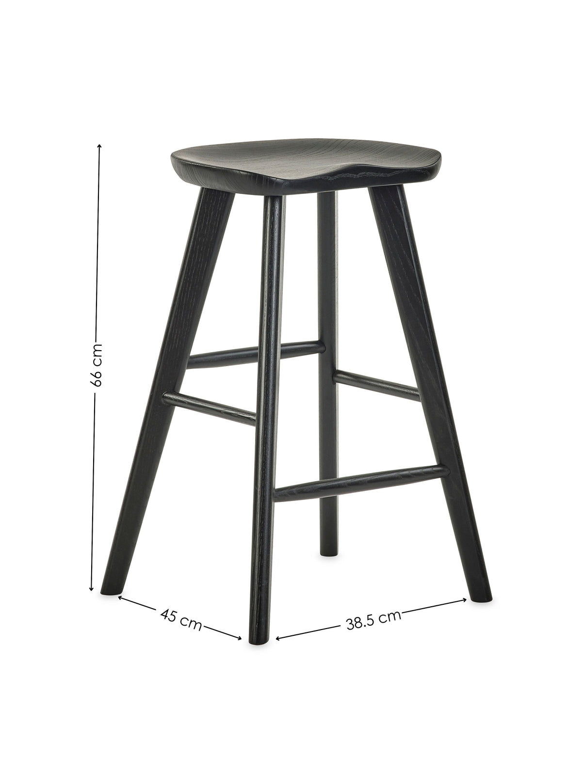 Mulu Black Solid Oak Bar Stool