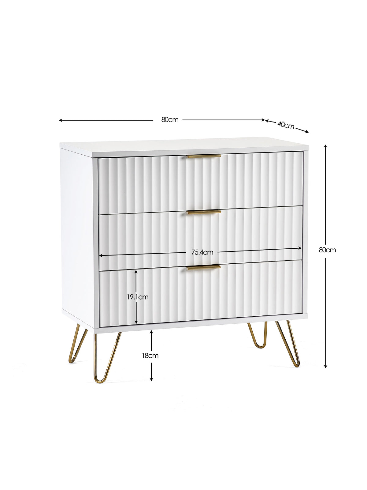Murano 3 Drawer Chest - Matt White