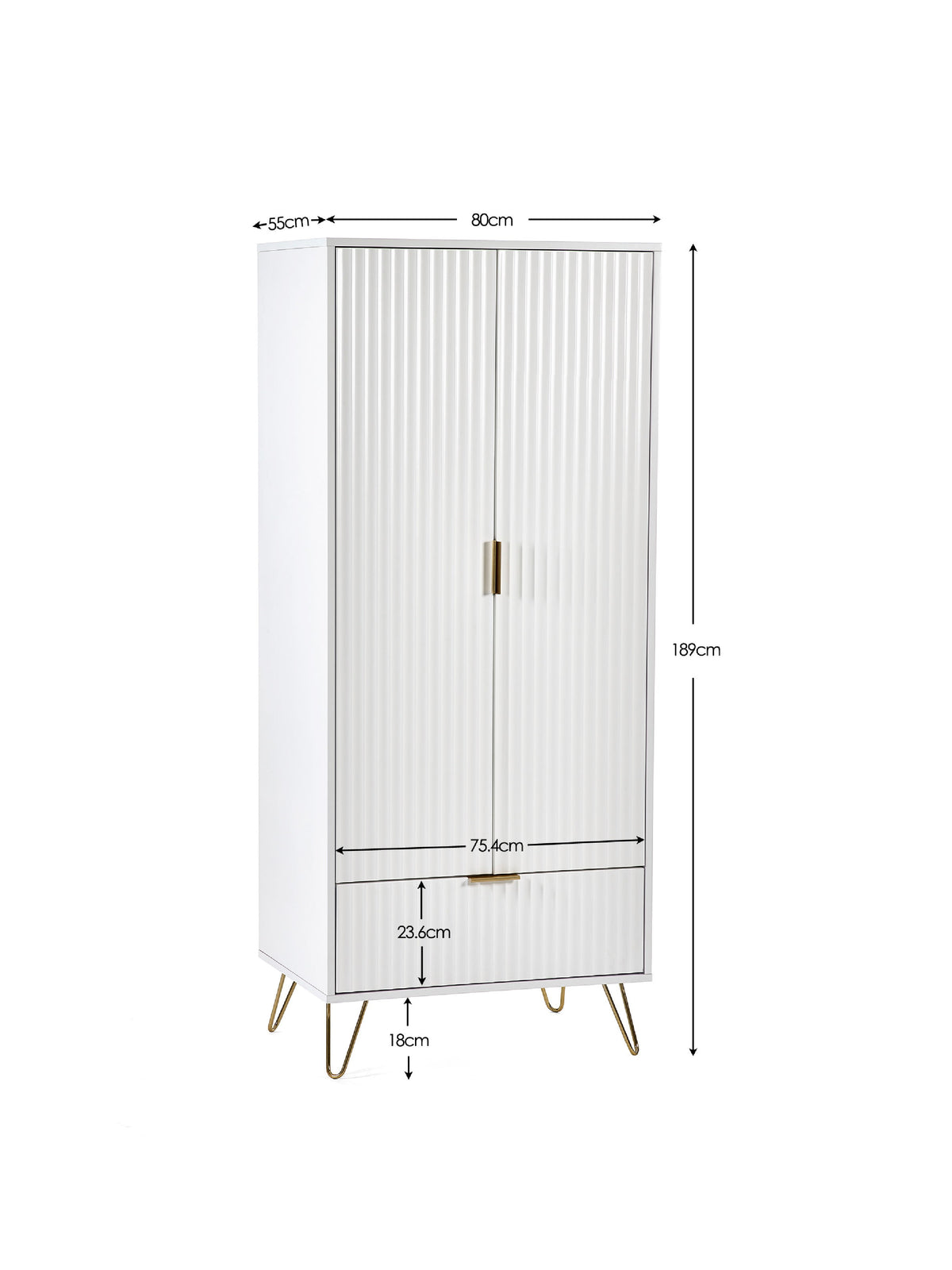 Murano 2 Door 1 Drawer Wardrobe - Matt White