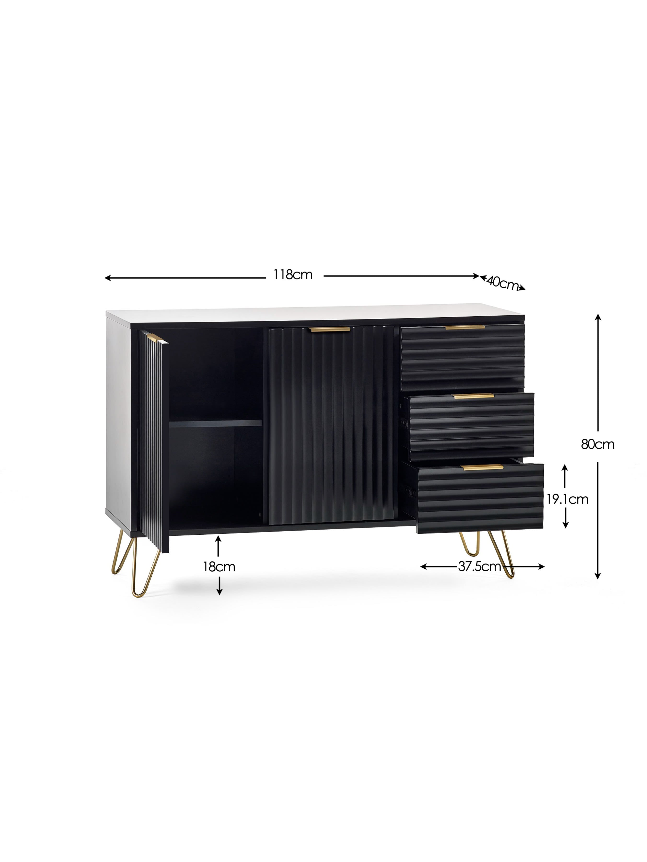 Murano Large Sideboard – Matt Black