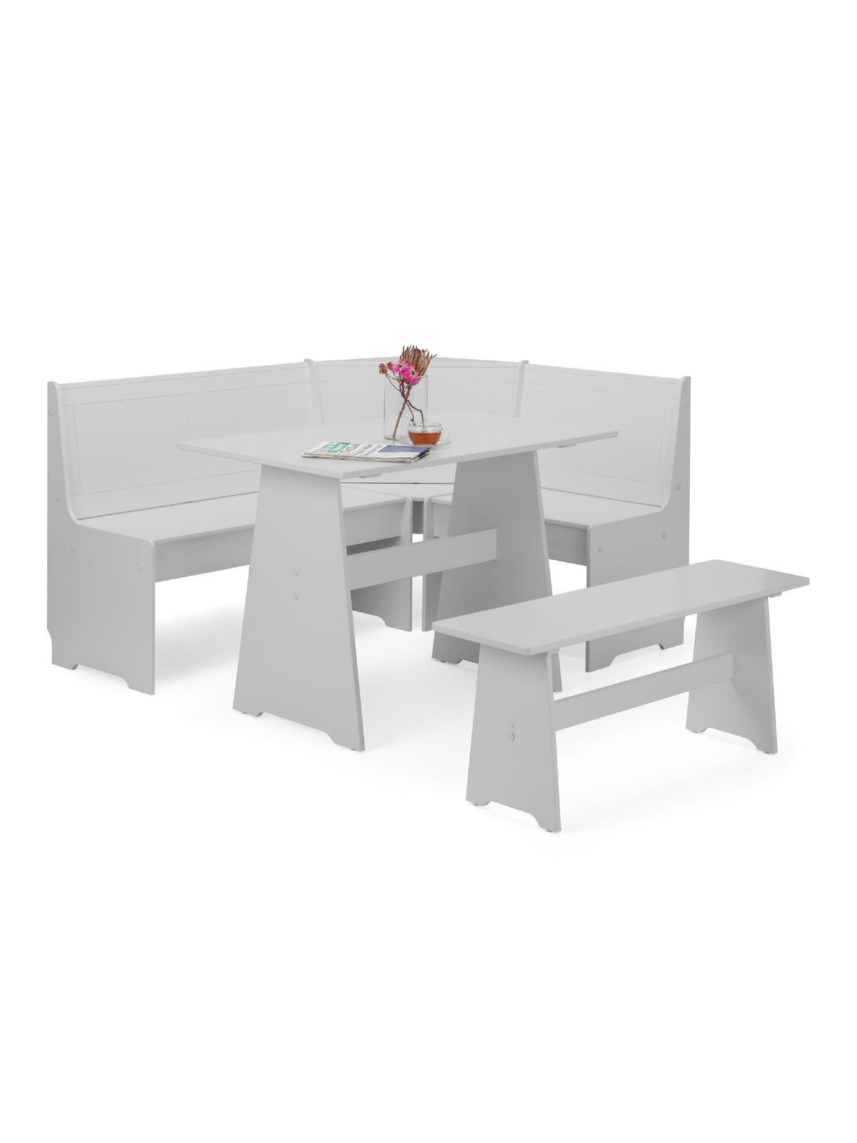 Newport Corner Dining Set With Storage Bench - Dove Grey