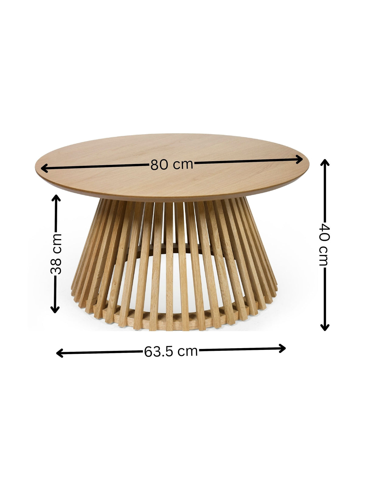 Ollie Natural Oak 80cm Round Coffee Table