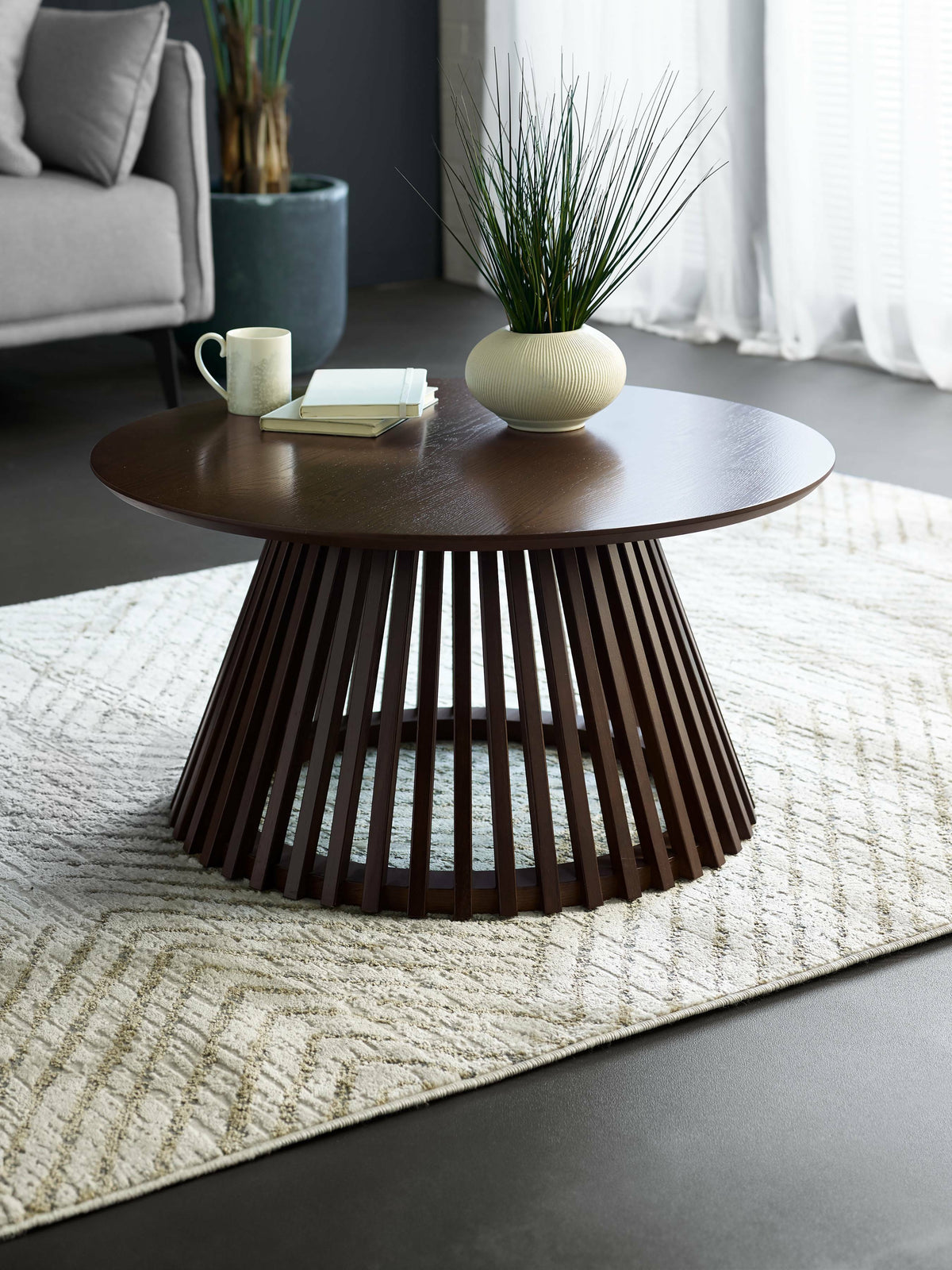 Ollie Dark Oak 80cm Round Coffee Table