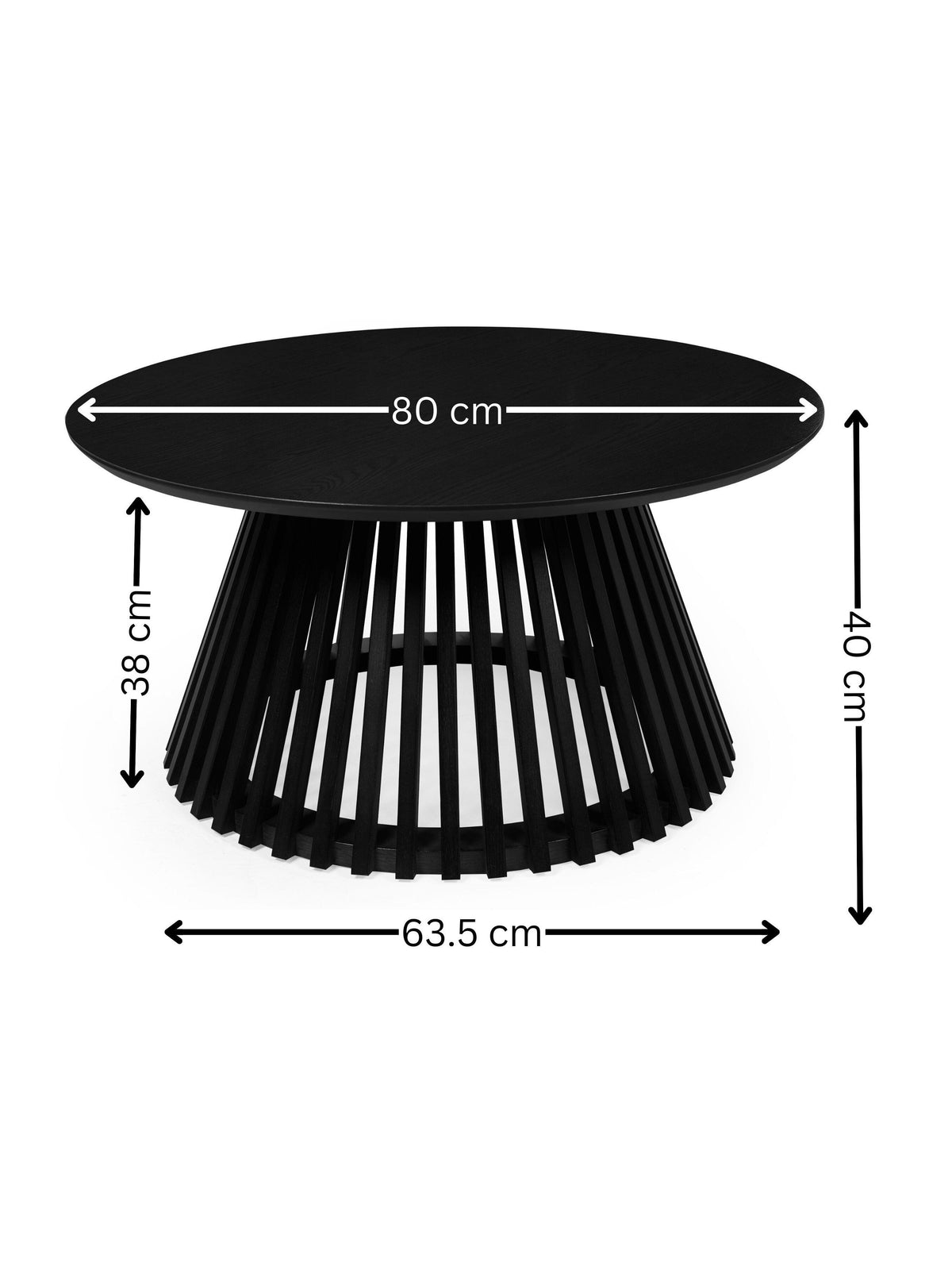 Ollie Black 80cm Round Coffee Table