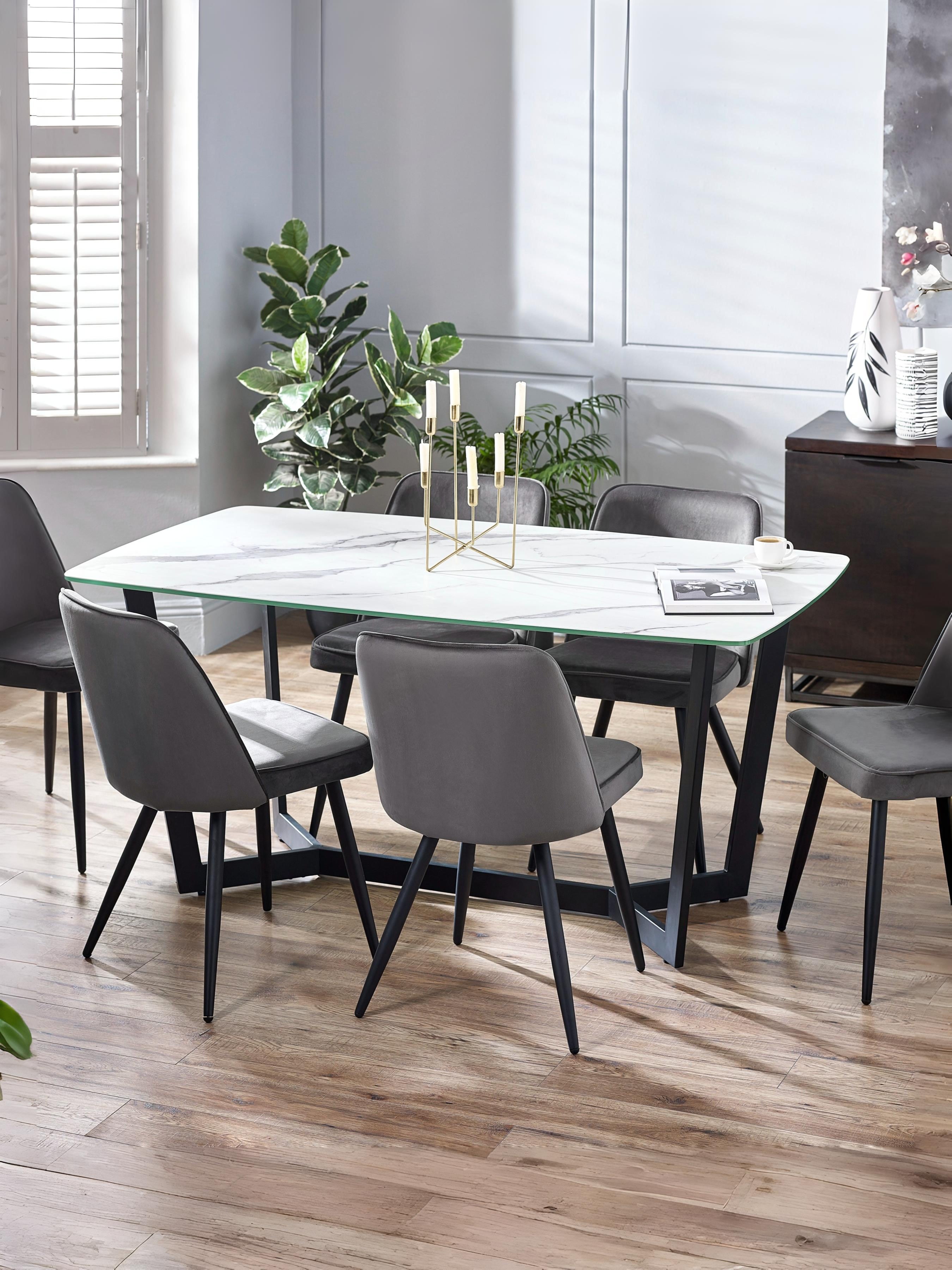 Olympus Dining Table - White Marble – Julian Bowen, view 2