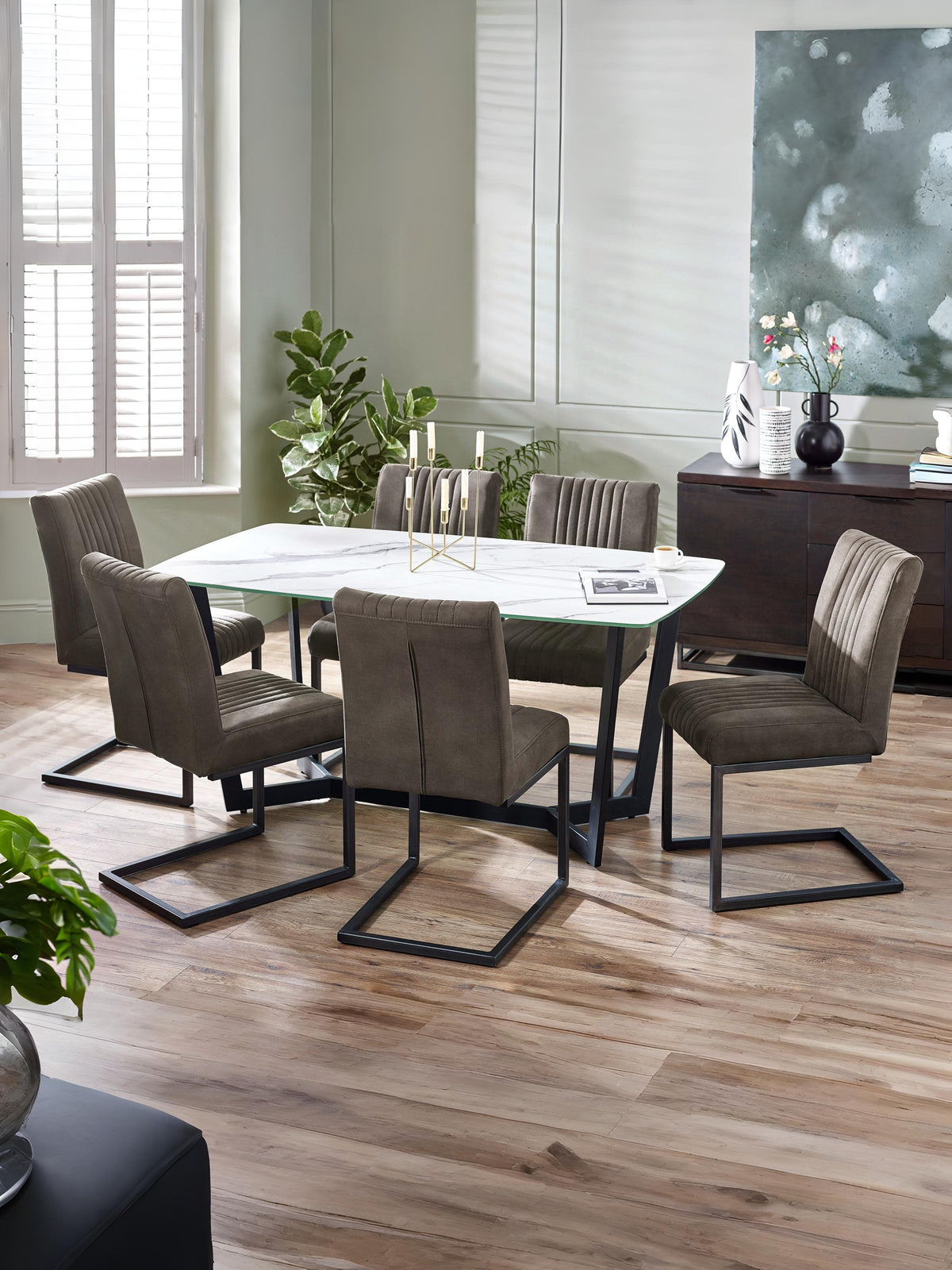 Olympus dining table in white marble effect, photo 5