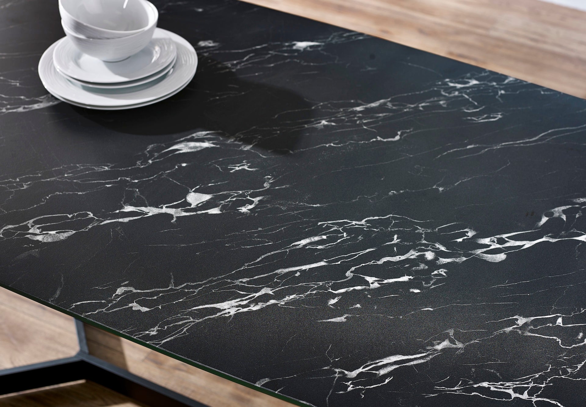 Olympus Dining Table - Black Marble – Julian Bowen, view 4