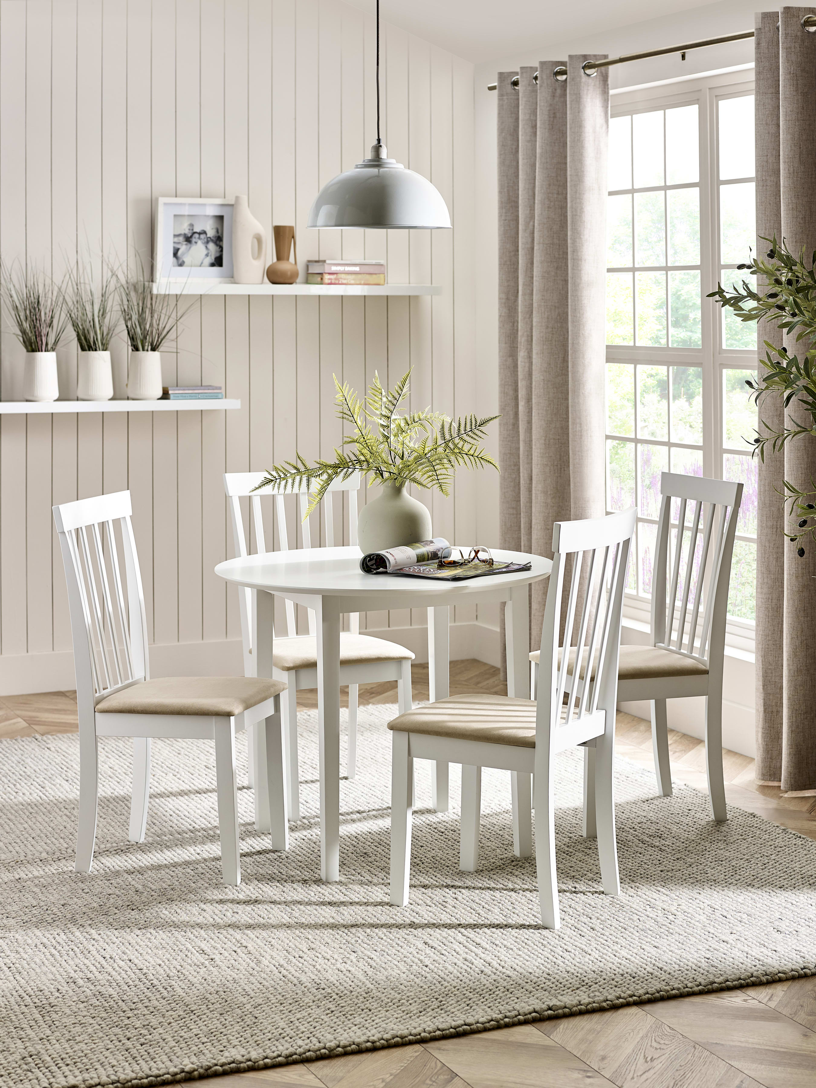 Orwell White Round Table with 4 Chairs Dining Set