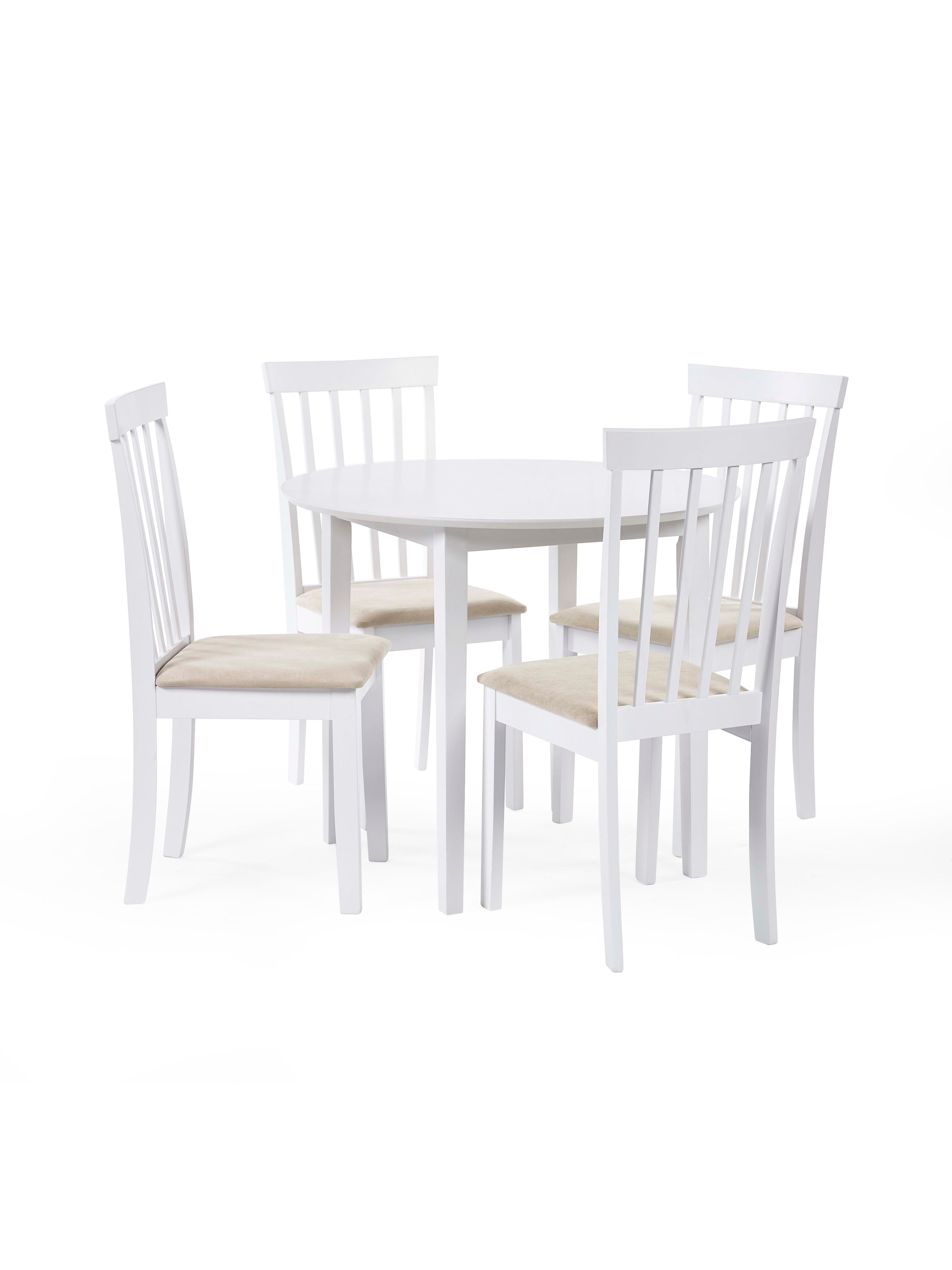 Orwell White Round Table with 4 Chairs Dining Set