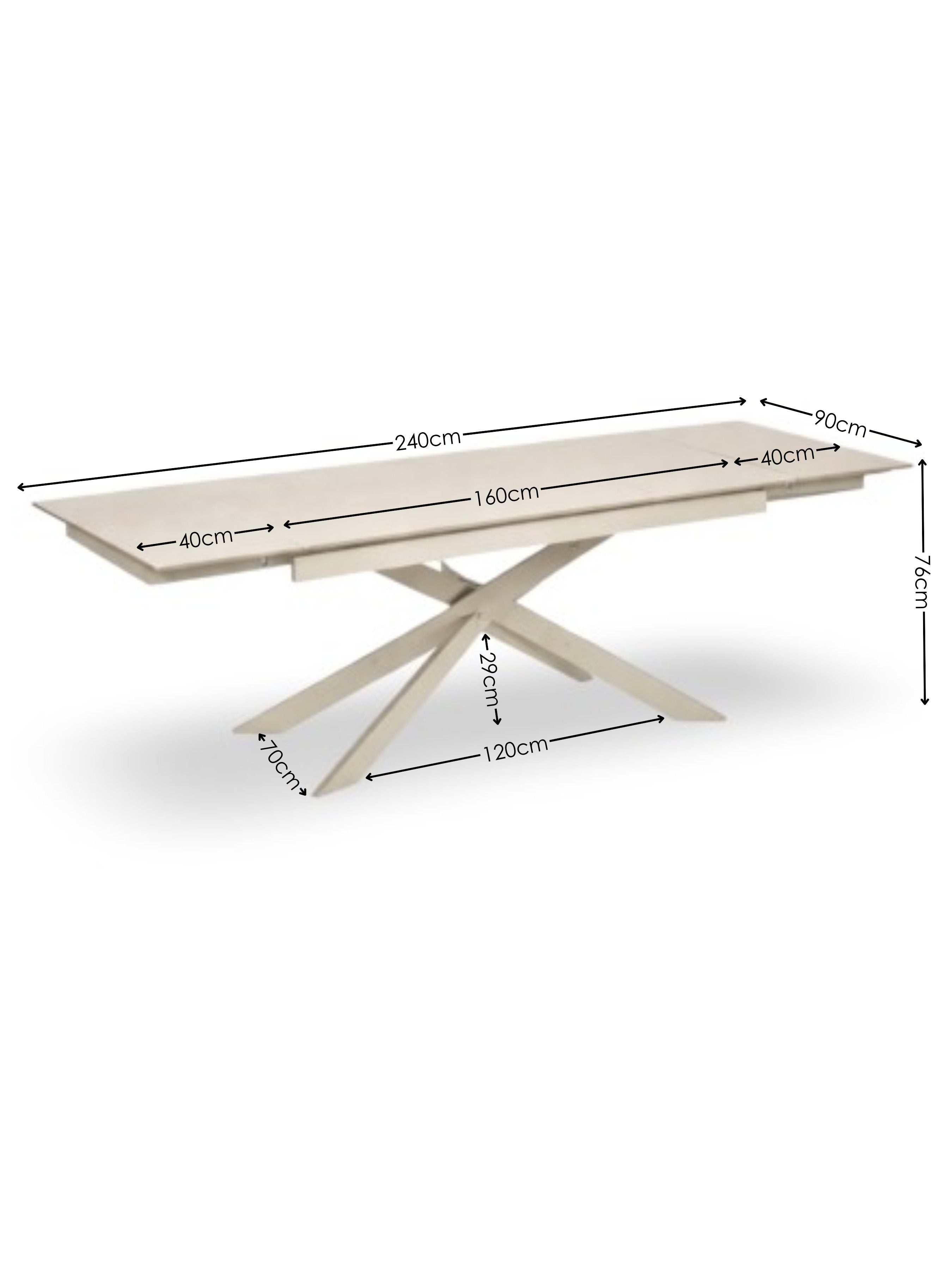 Osaka Stone Effect 160-200cm Rectangular Extending 6-8 Seater Dining Table – Natural Stone Effect