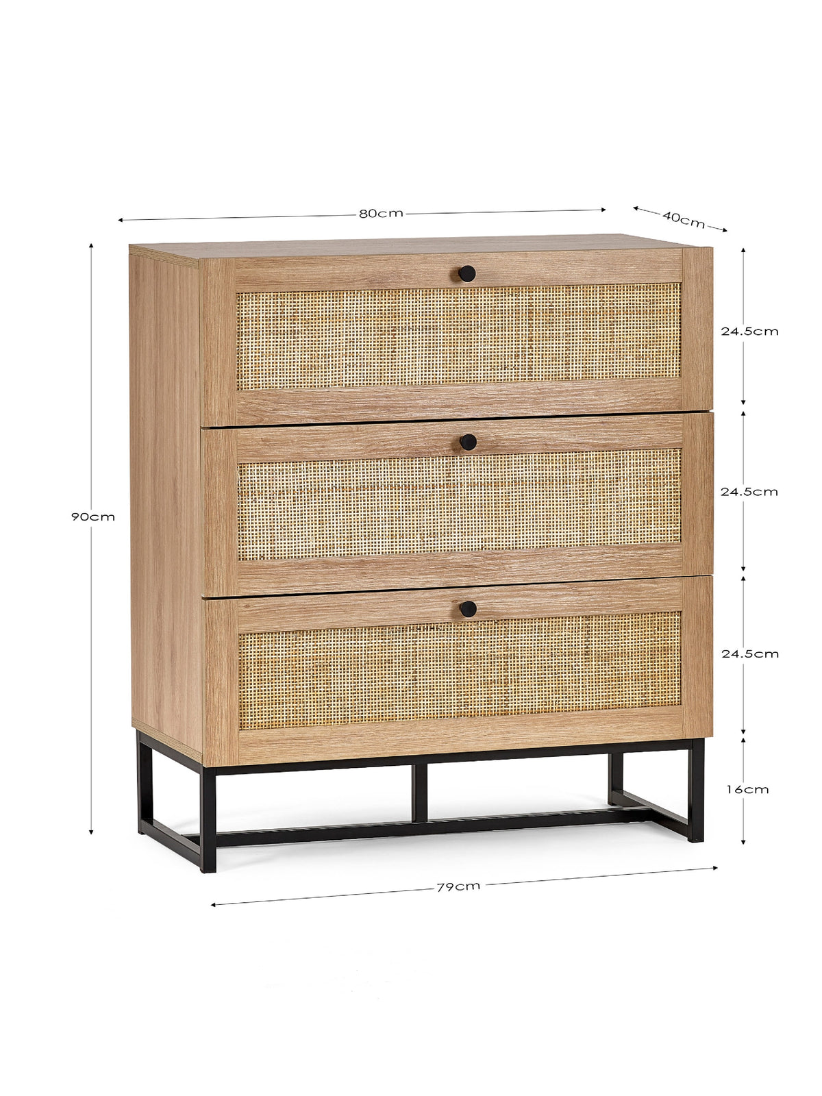 Padstow 3 Drawer Chest - Oak