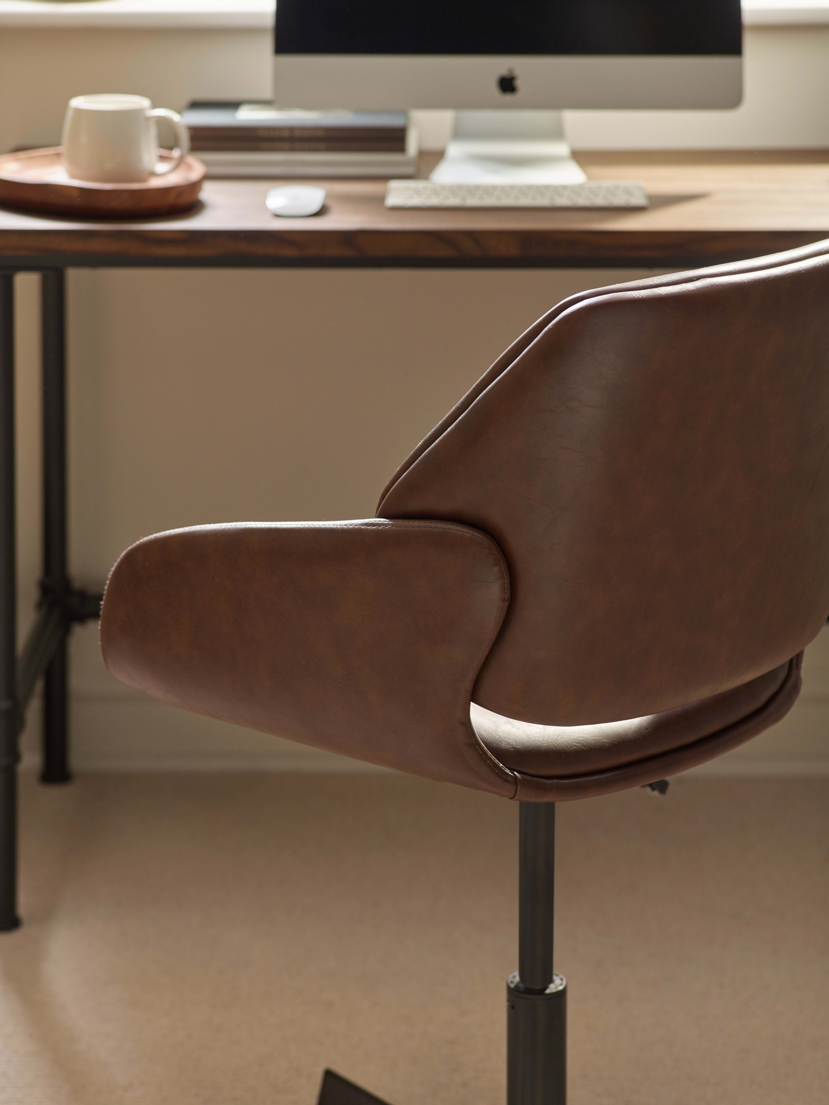 Parker Brown Faux Leather Upholstered Swivel Office Chair