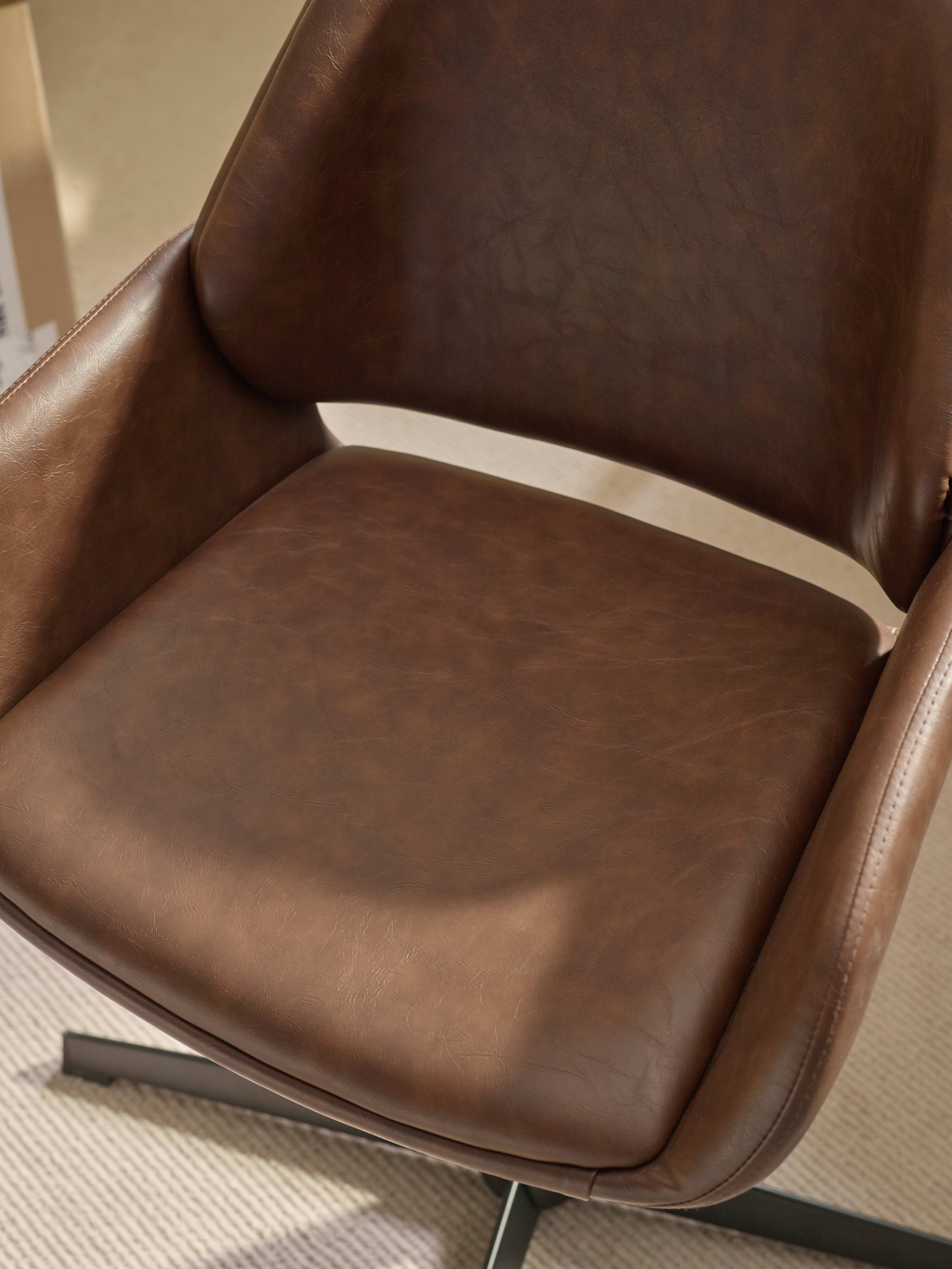Parker Brown Faux Leather Upholstered Swivel Office Chair