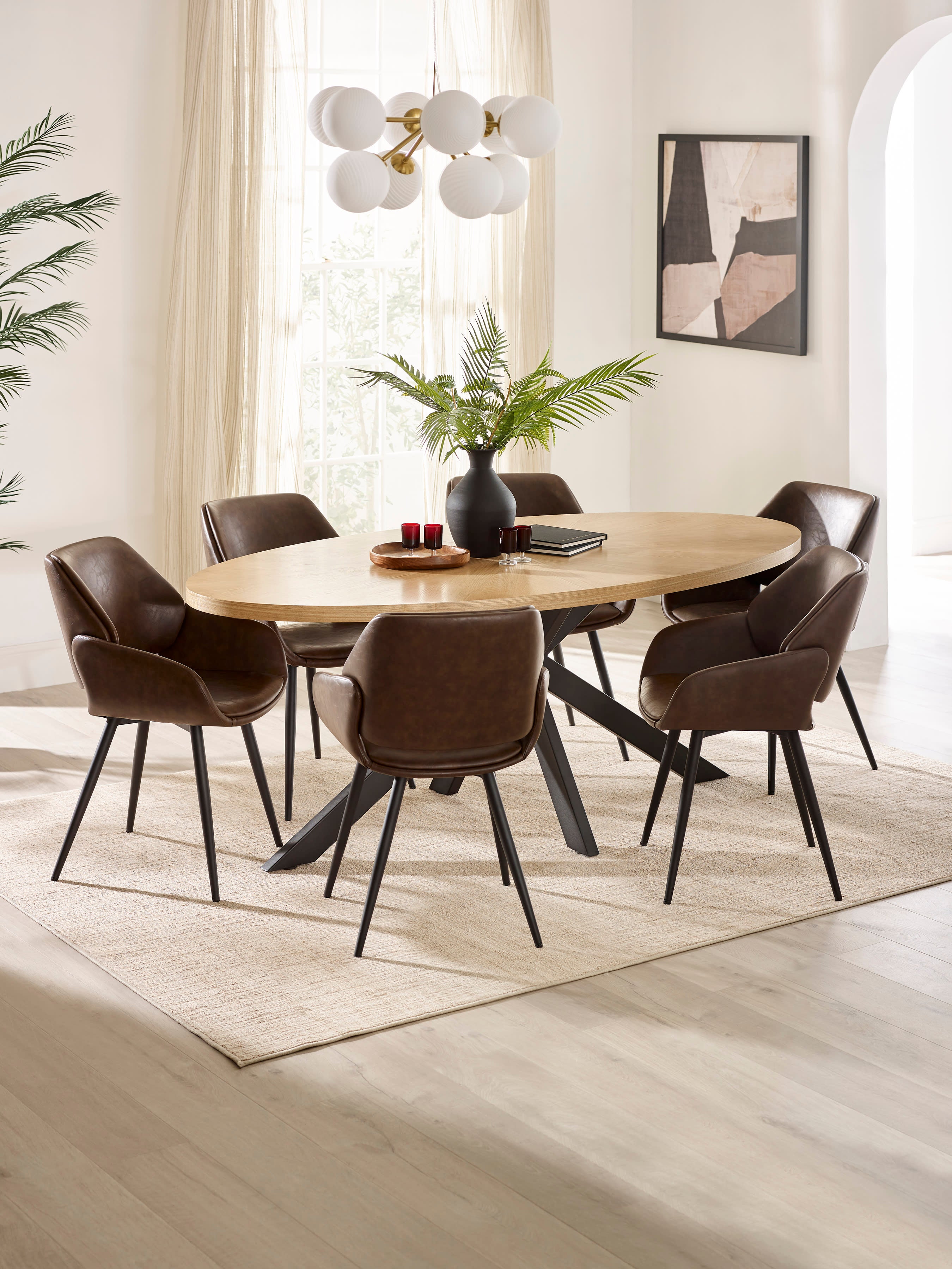 Parker Set of 2 Brown Faux Leather Upholstered Dining Chairs