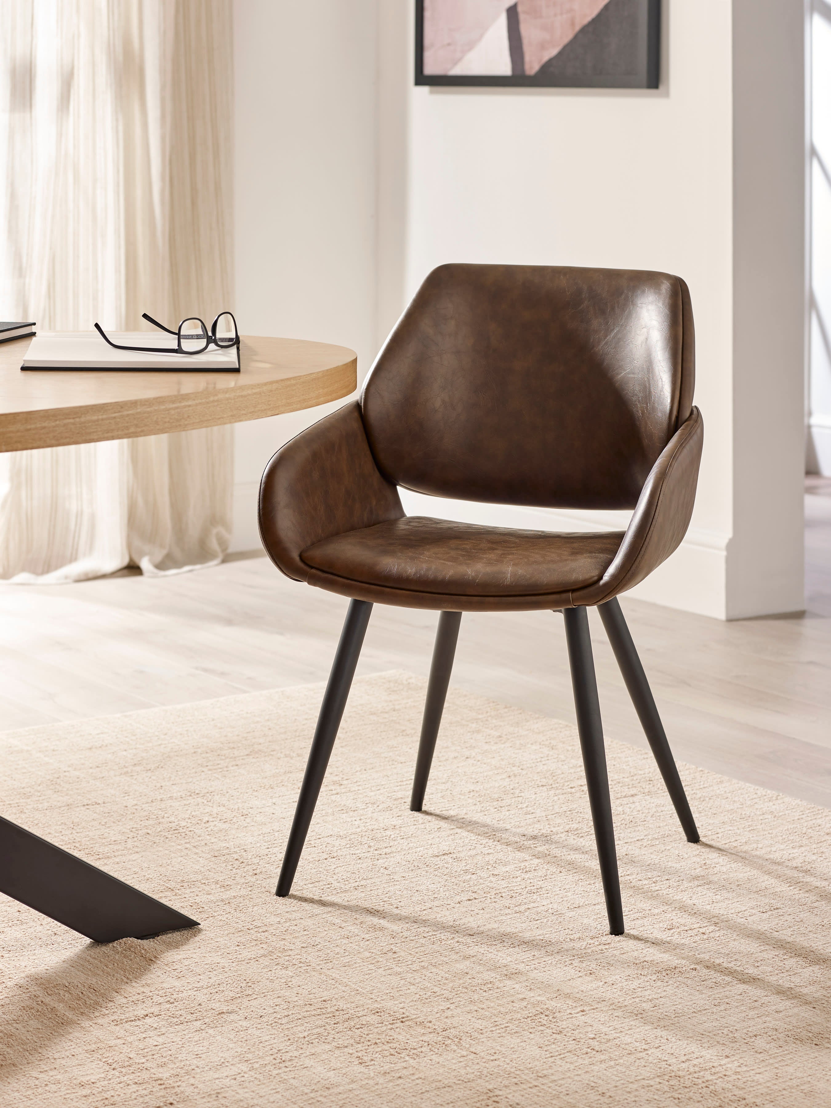 Parker Set of 2 Brown Faux Leather Upholstered Dining Chairs