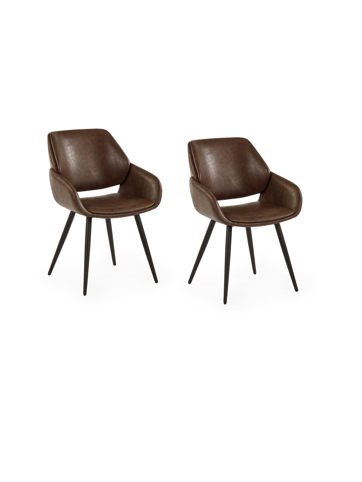 Parker Set of 2 Brown Faux Leather Upholstered Dining Chairs