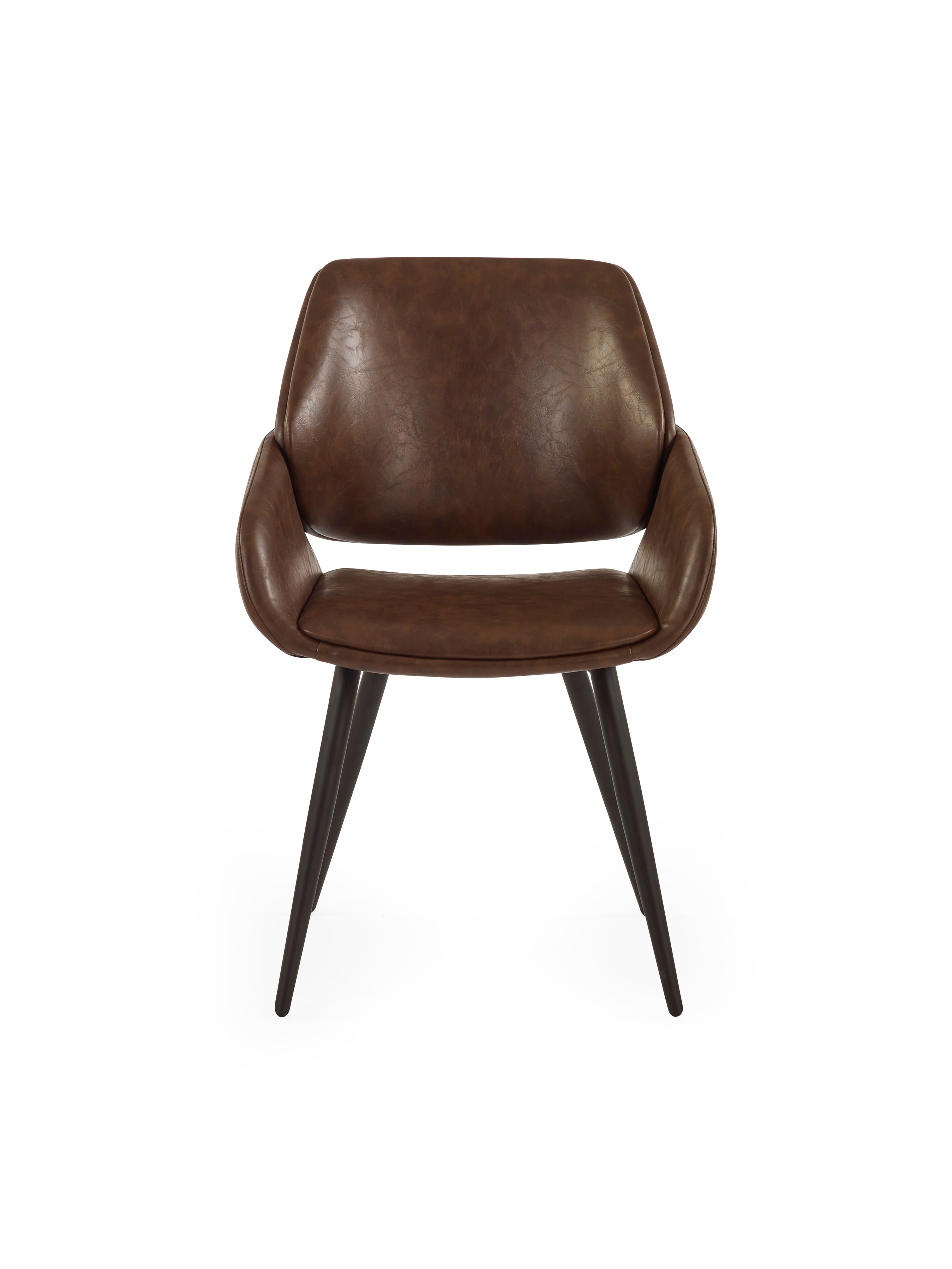 Parker Set of 2 Brown Faux Leather Upholstered Dining Chairs