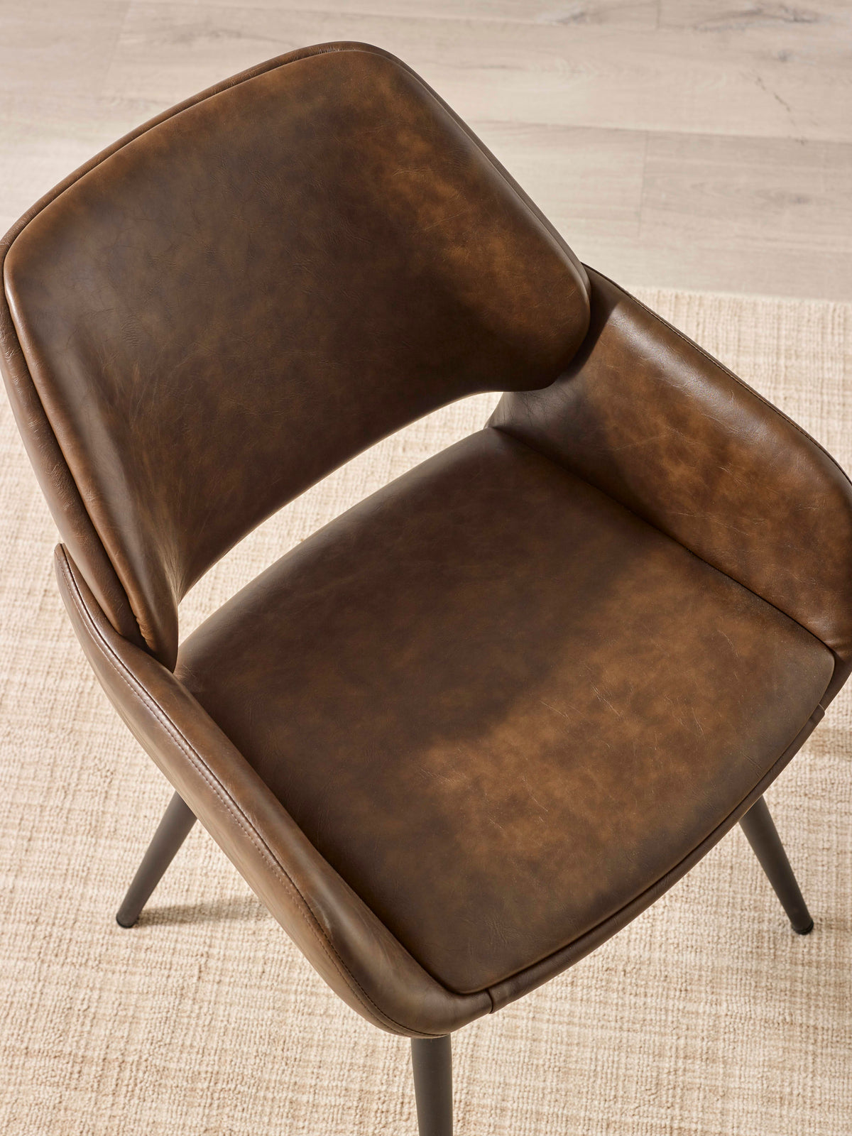 Parker Set of 2 Brown Faux Leather Upholstered Dining Chairs
