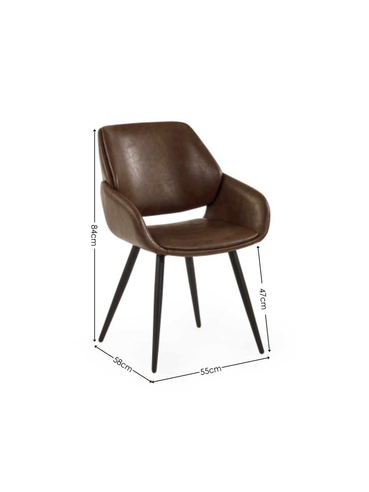 Parker Set of 2 Brown Faux Leather Upholstered Dining Chairs