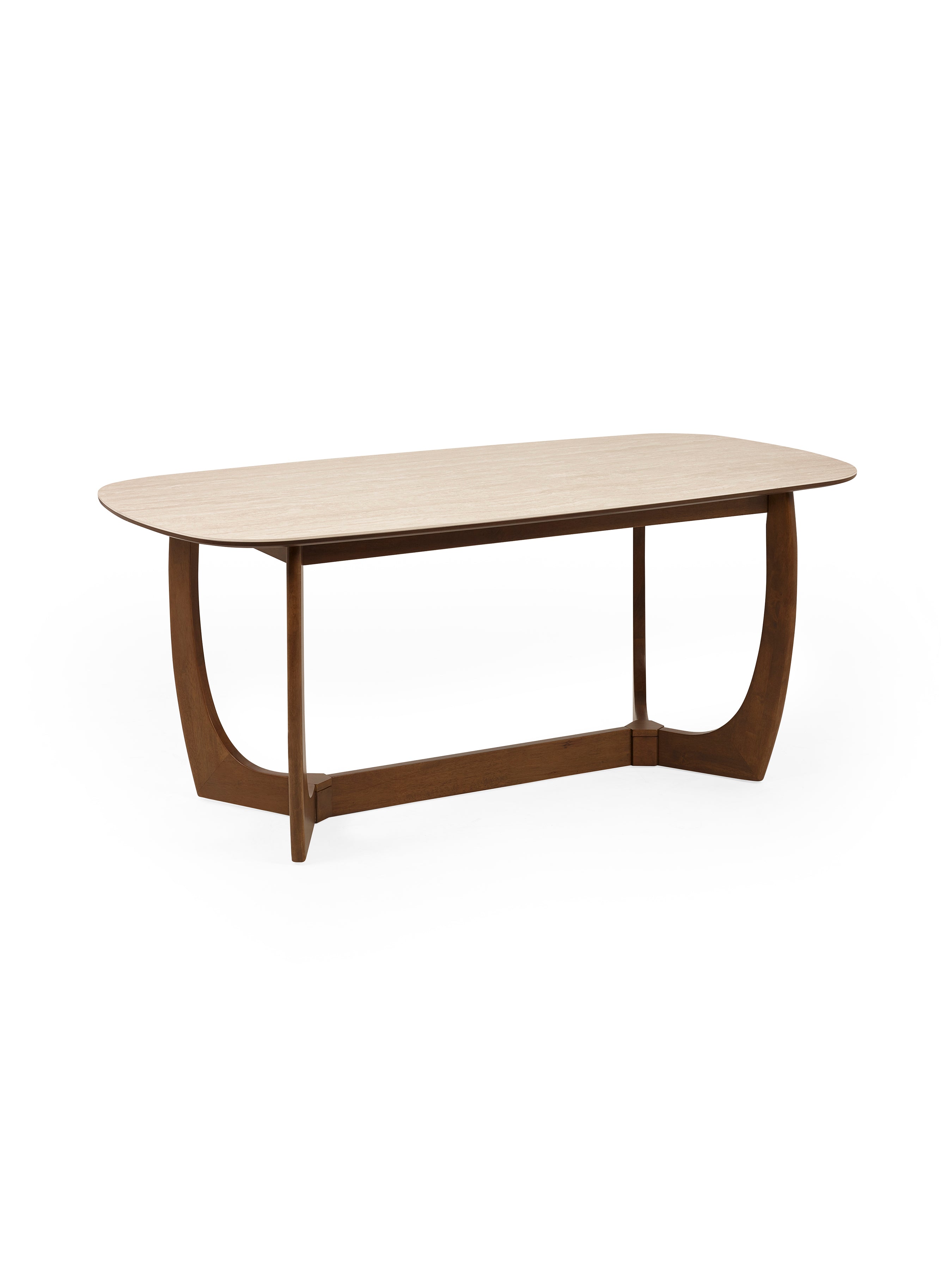 Portland Rectangular Dining Table – Walnut Effect/Natural Stone
