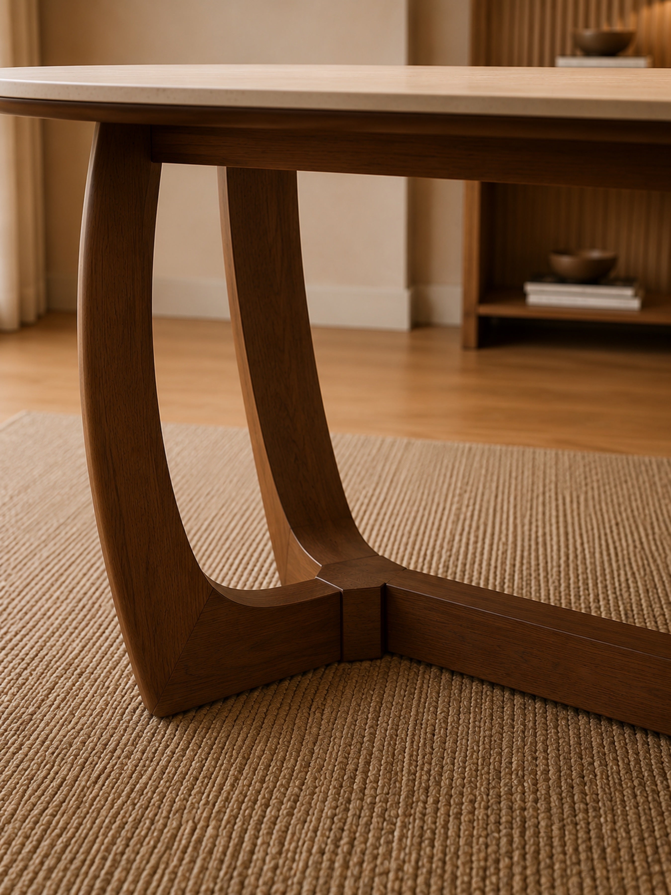 Portland Rectangular Dining Table – Walnut Effect/Natural Stone