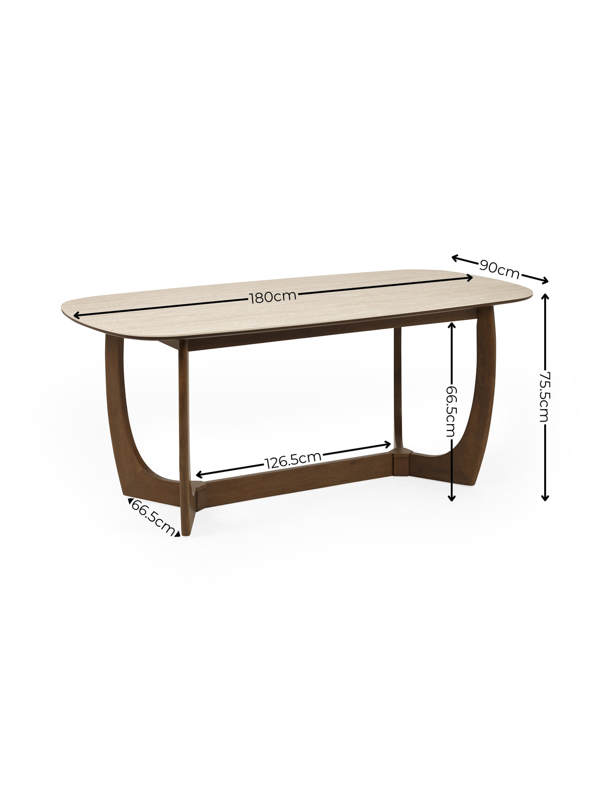 Portland Rectangular Dining Table – Walnut Effect/Natural Stone