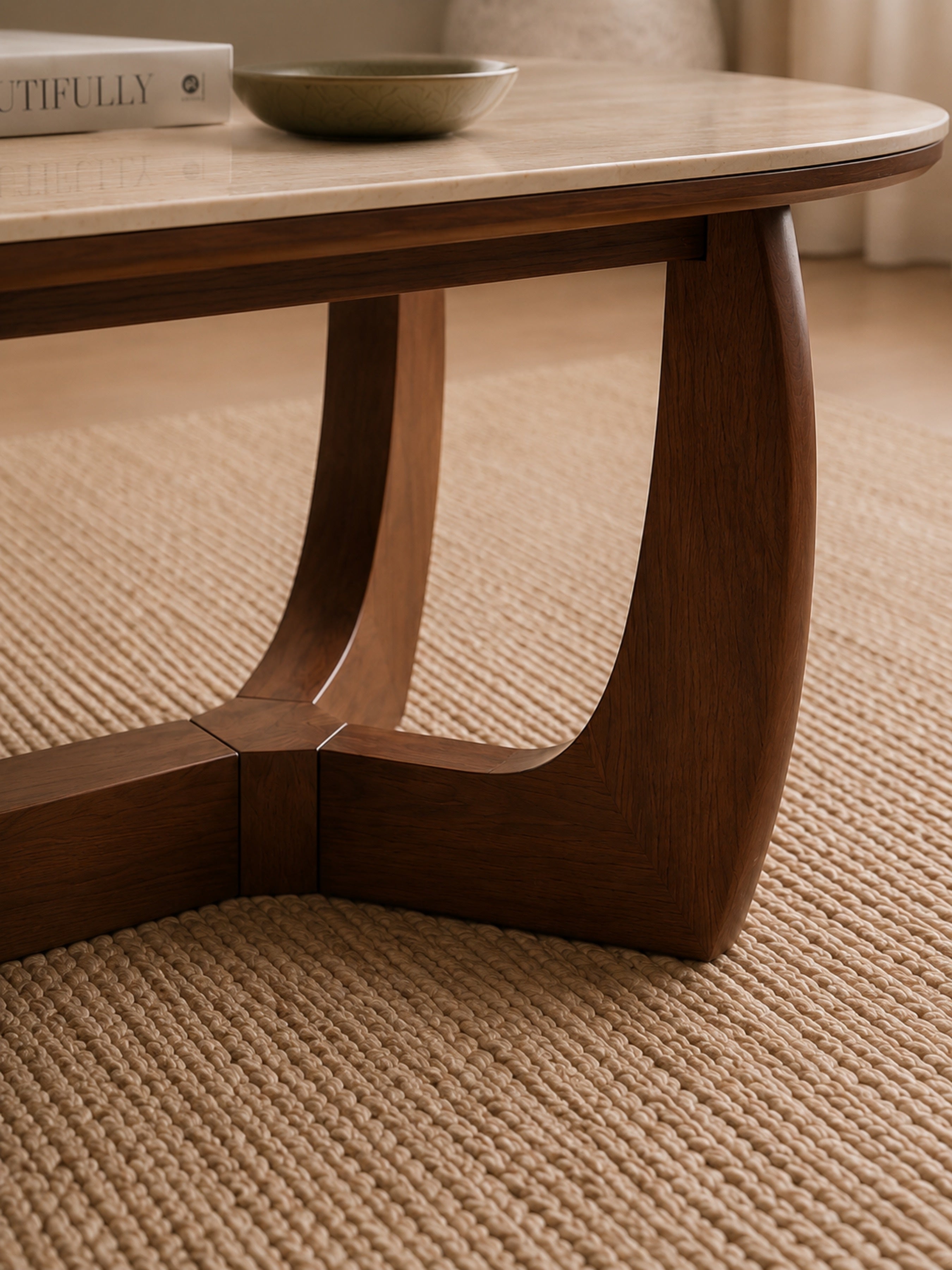 Portland Rectangular Coffee Table – Walnut Effect/Natural Stone