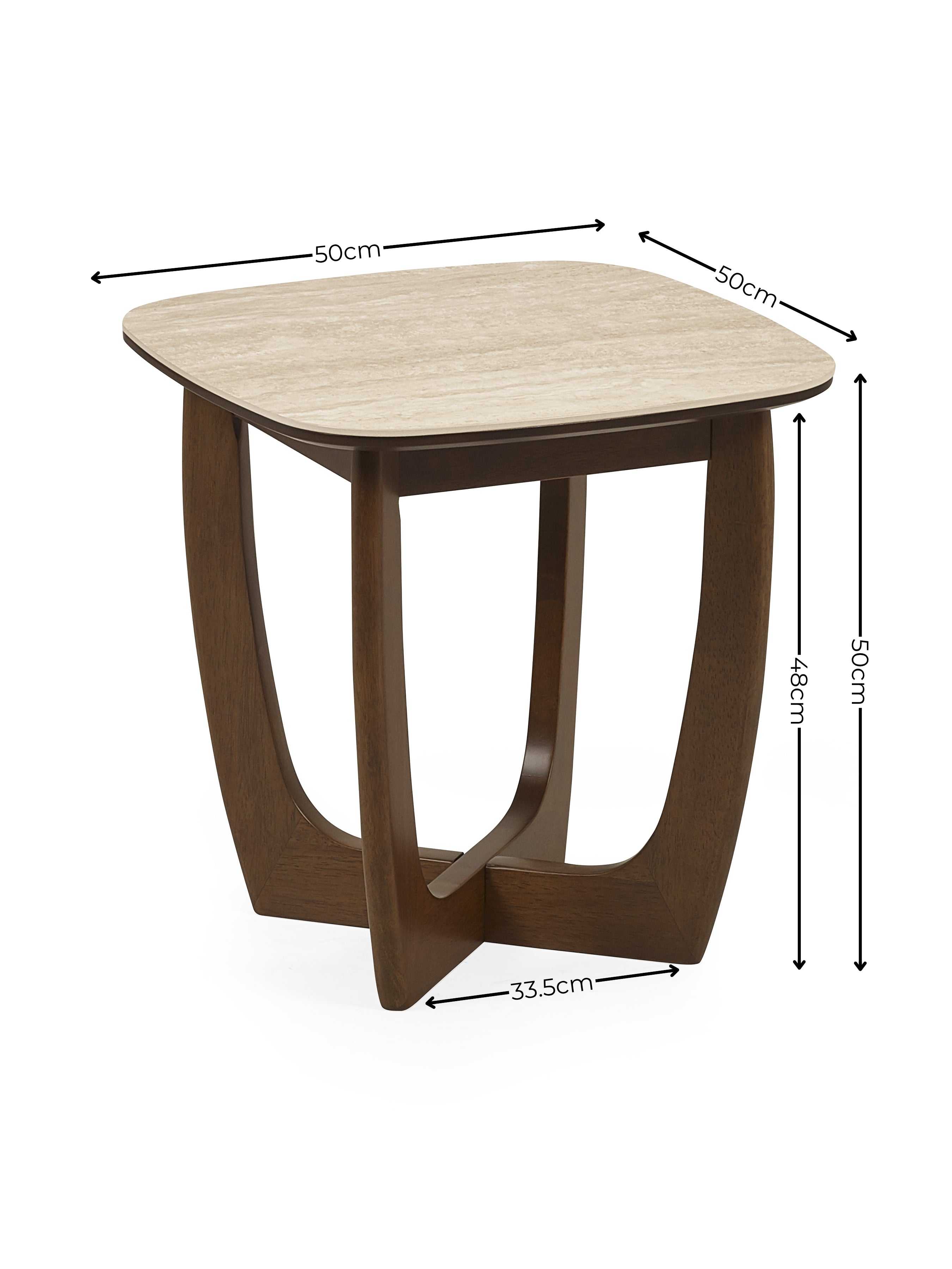 Portland Square Lamp Table – Walnut Effect/Natural Stone
