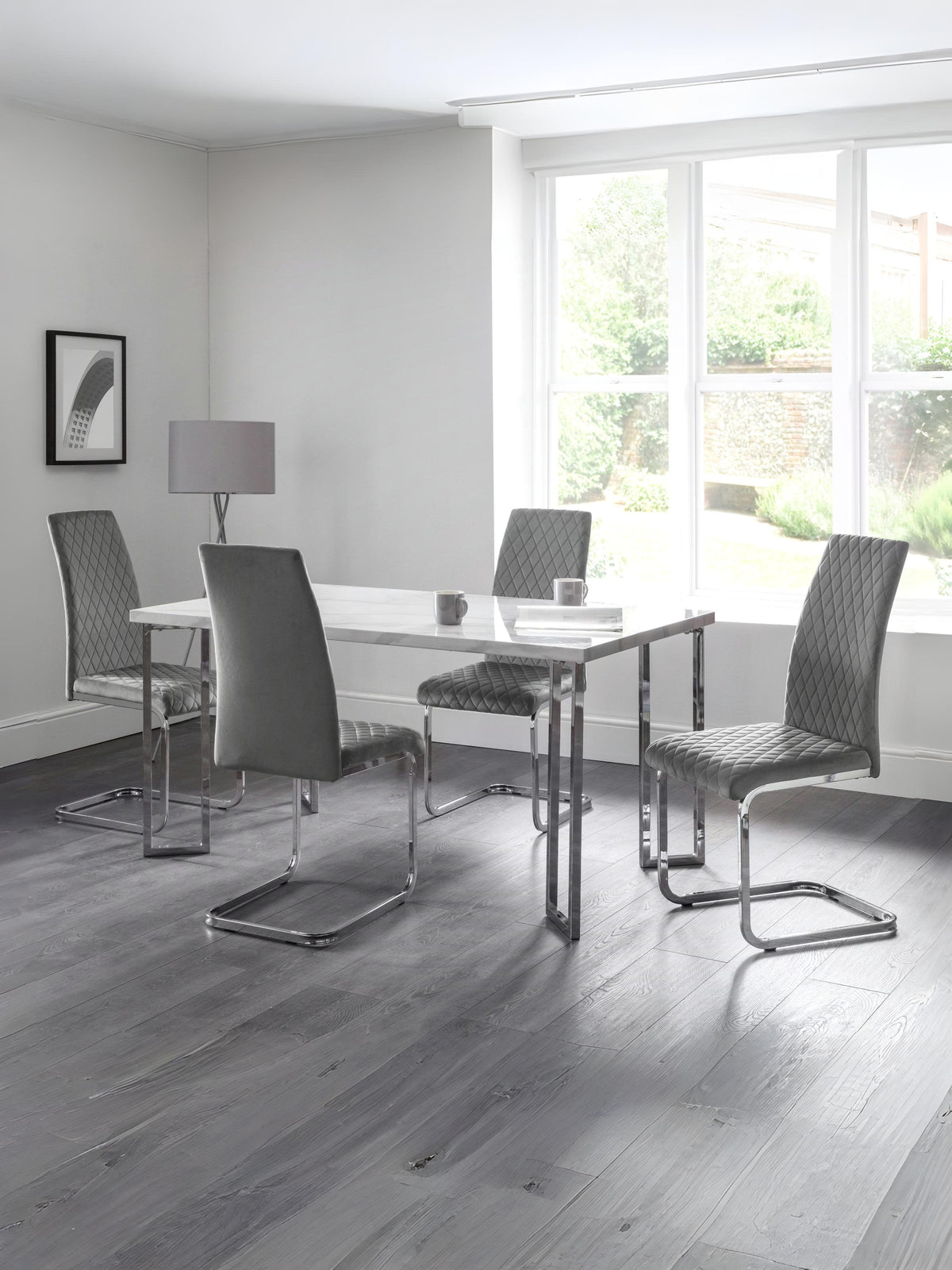 Positano Marble & Chrome Dining Table