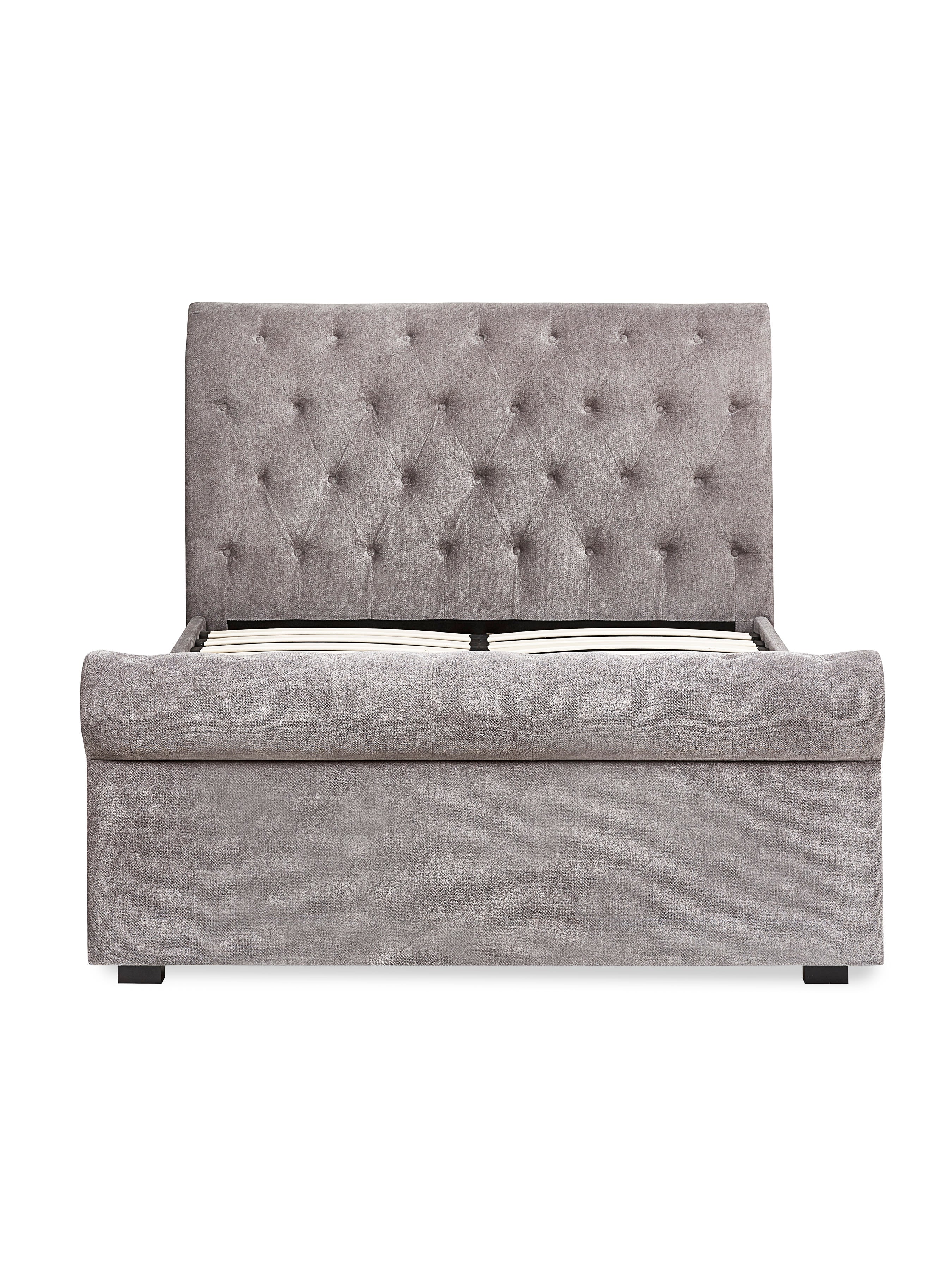 Ravello Grey Chenille Upholstered Bed with 2 Drawers