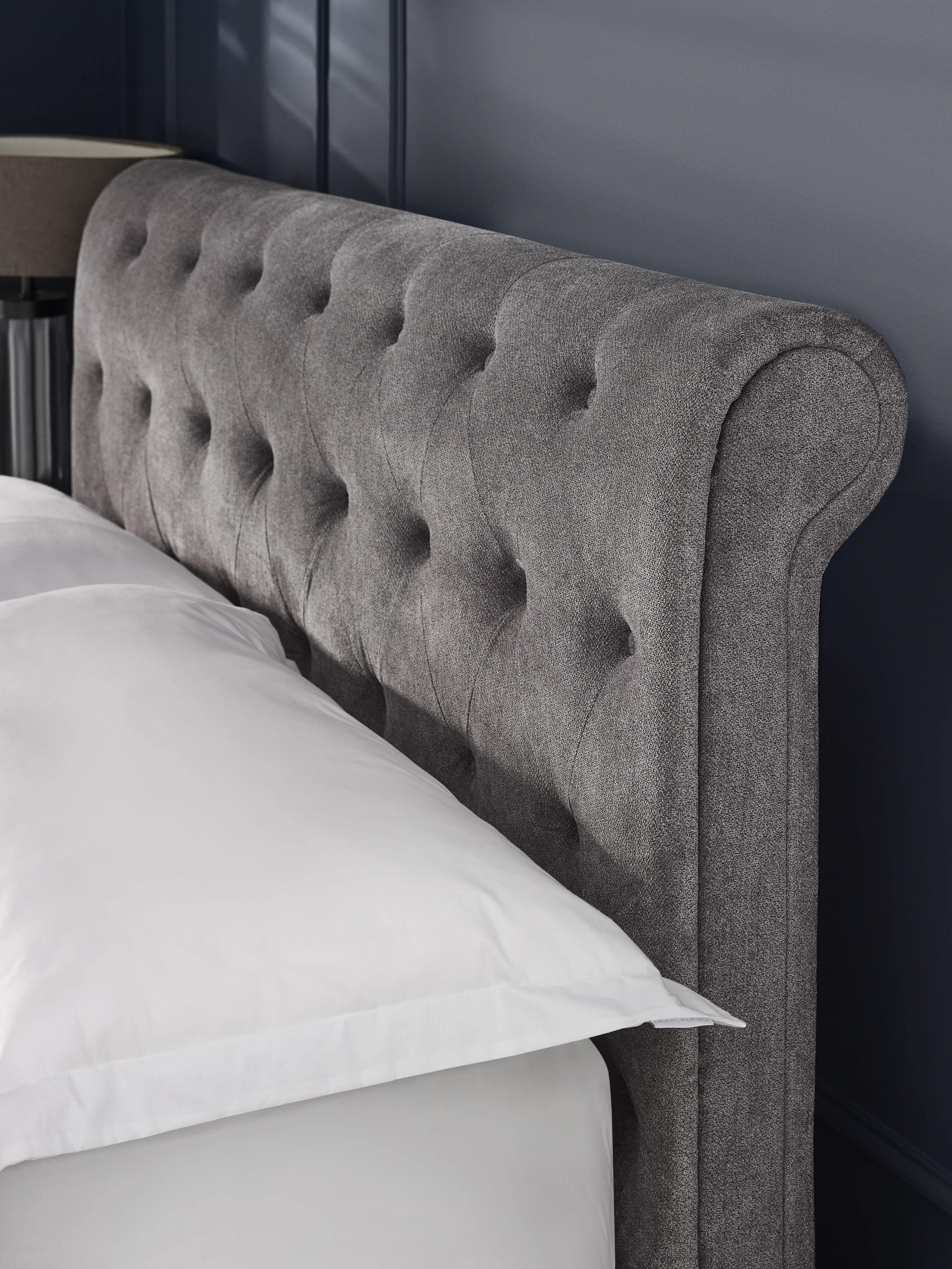 Ravello Grey Chenille Upholstered Bed with 2 Drawers