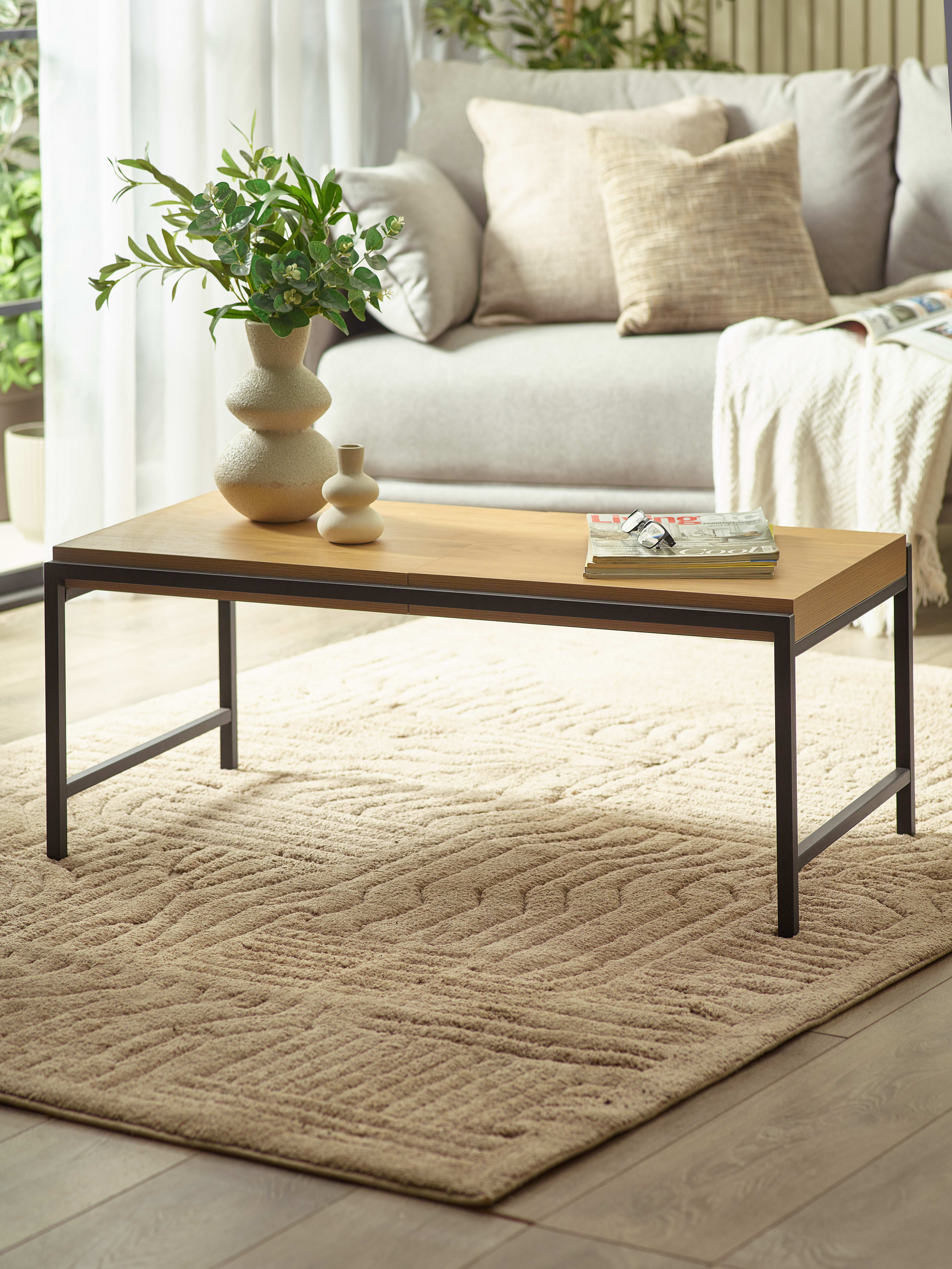 Reuben 110cm Tray Coffee Table – Oak Effect