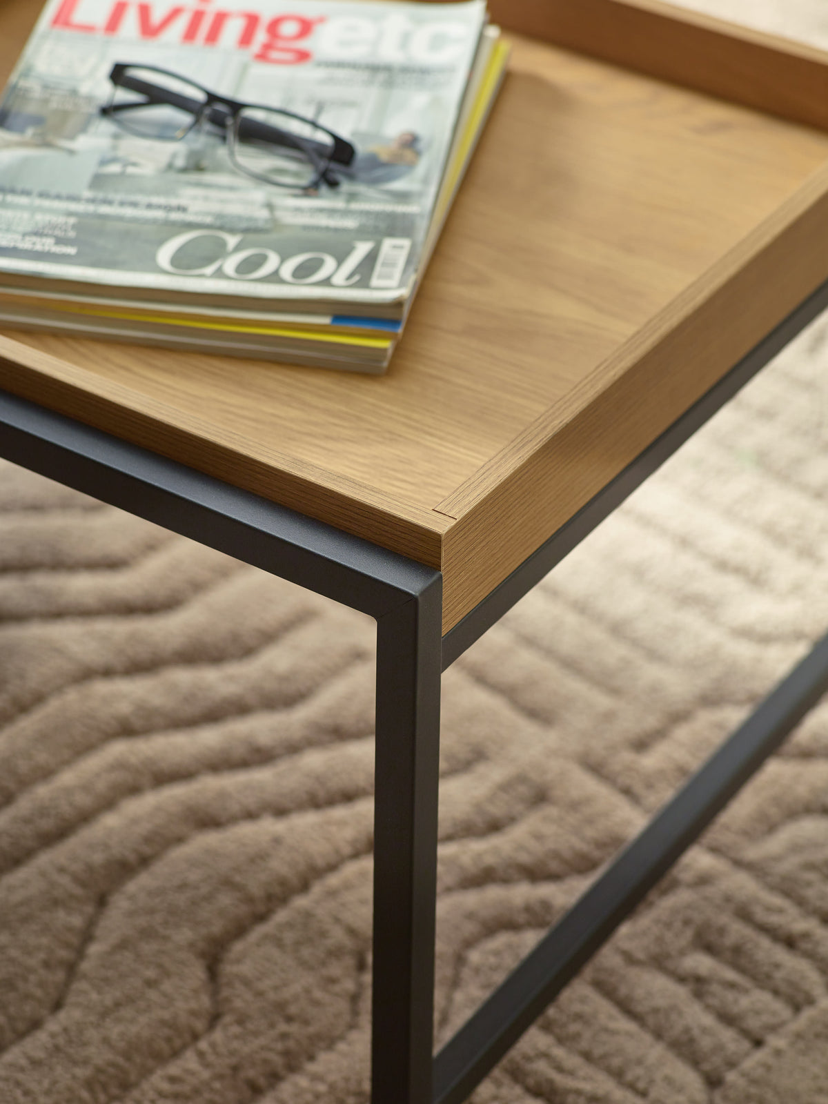 Reuben 110cm Tray Coffee Table – Oak Effect