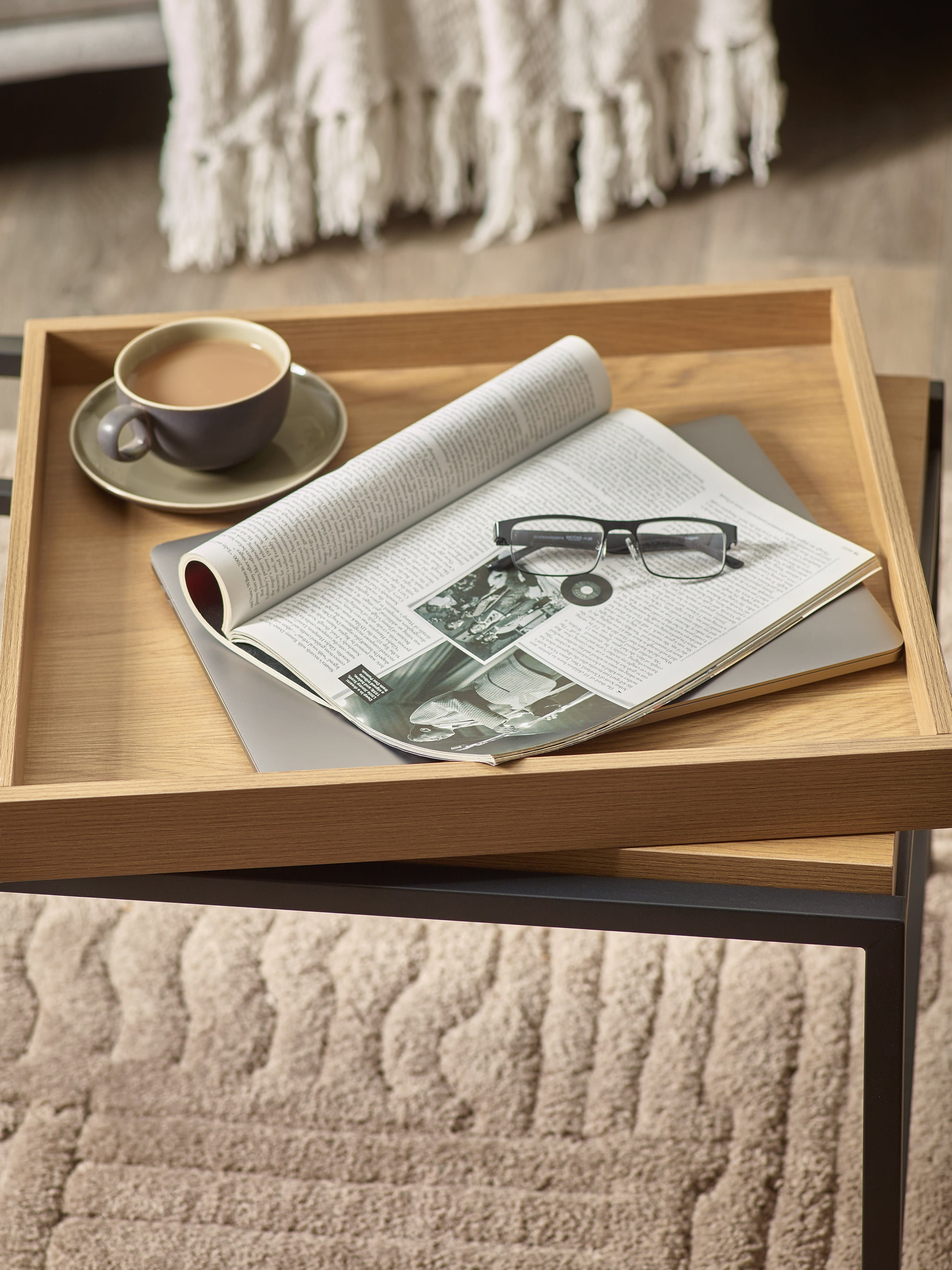 Reuben 110cm Tray Coffee Table – Oak Effect