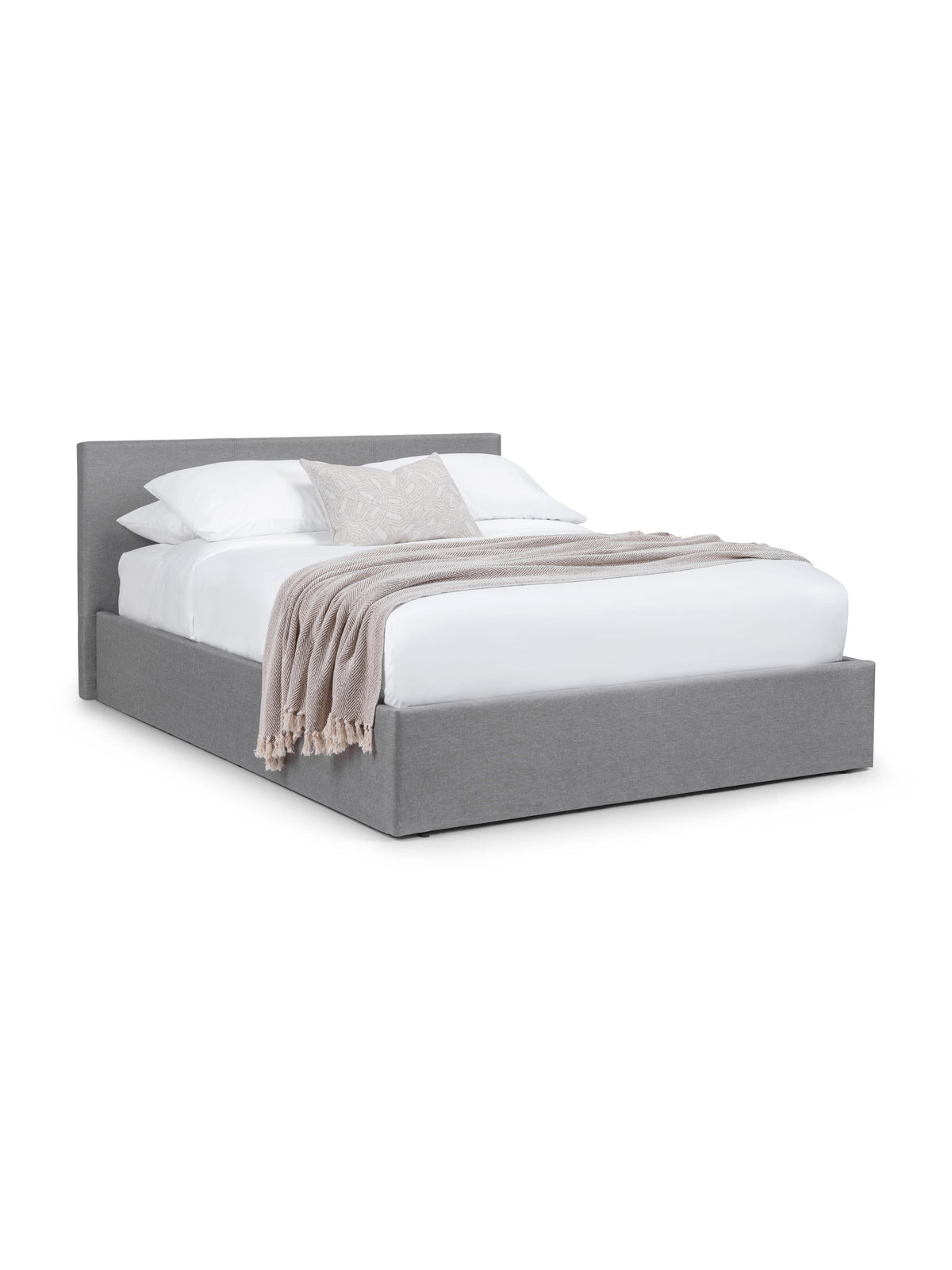 Rialto Lift-Up Storage Bed In Linen Fabric - Light Grey