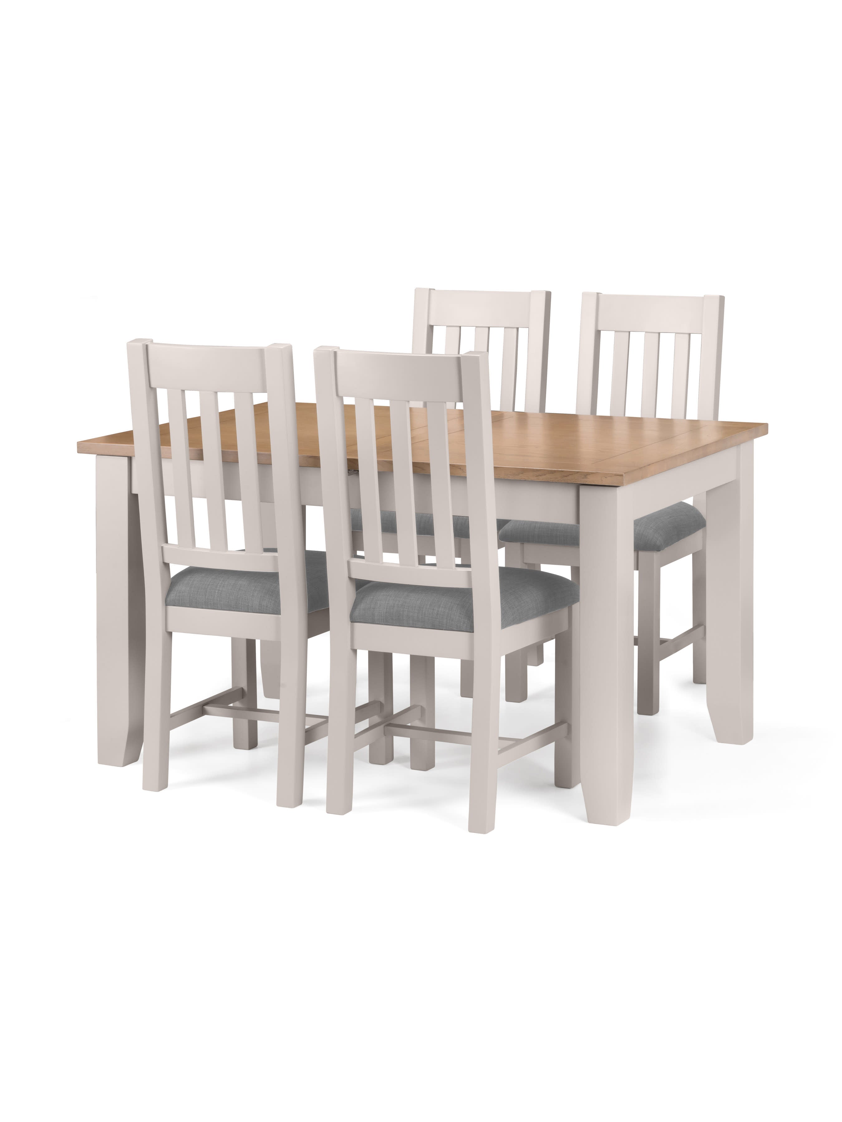 Richmond Two-Tone Oak Top Rectangular 140 to Extending Dining Table Set with 4 Light Grey Wooden Chairs – Elephant Grey and Euro Oak