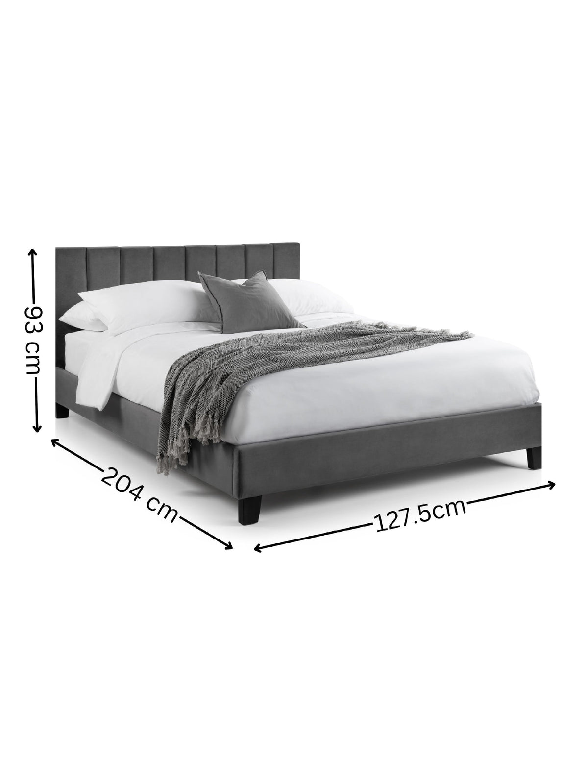 Rosa Velvet Bed - Grey