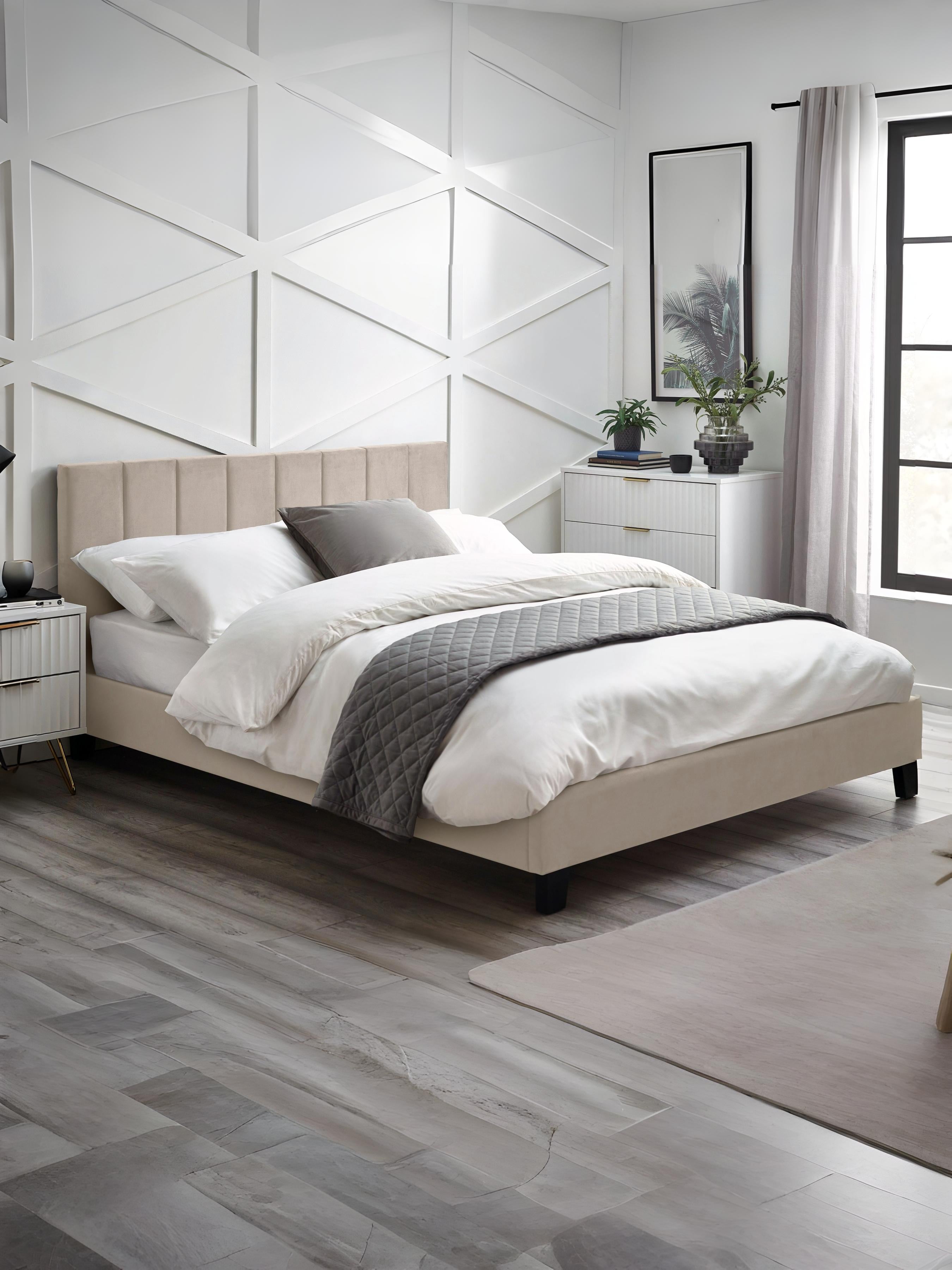 Rosa Bed Frame - Cream Velvet – Julian Bowen, view 2