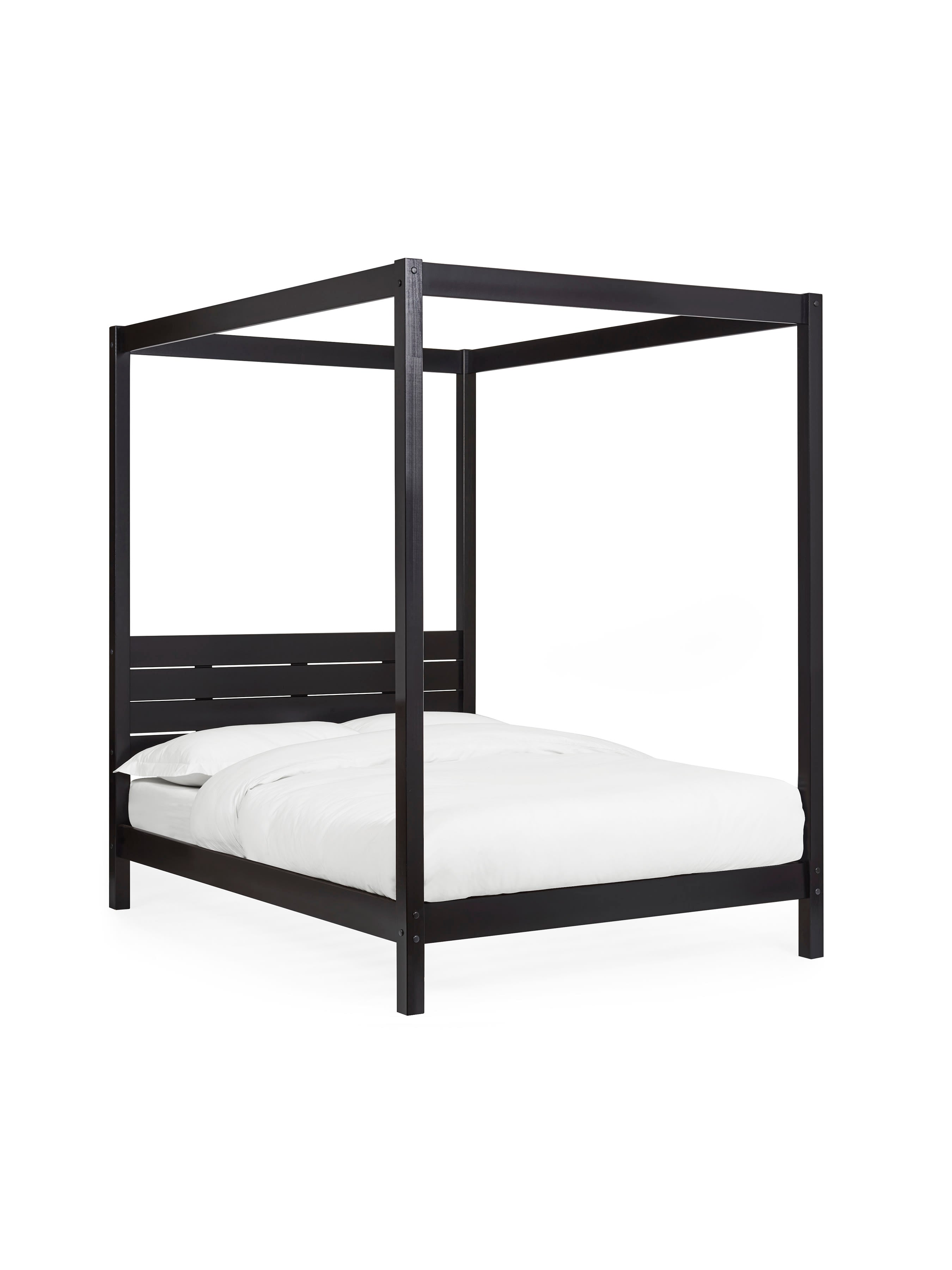 Roxanne Black Solid Pine 4-Poster Canopy Bed