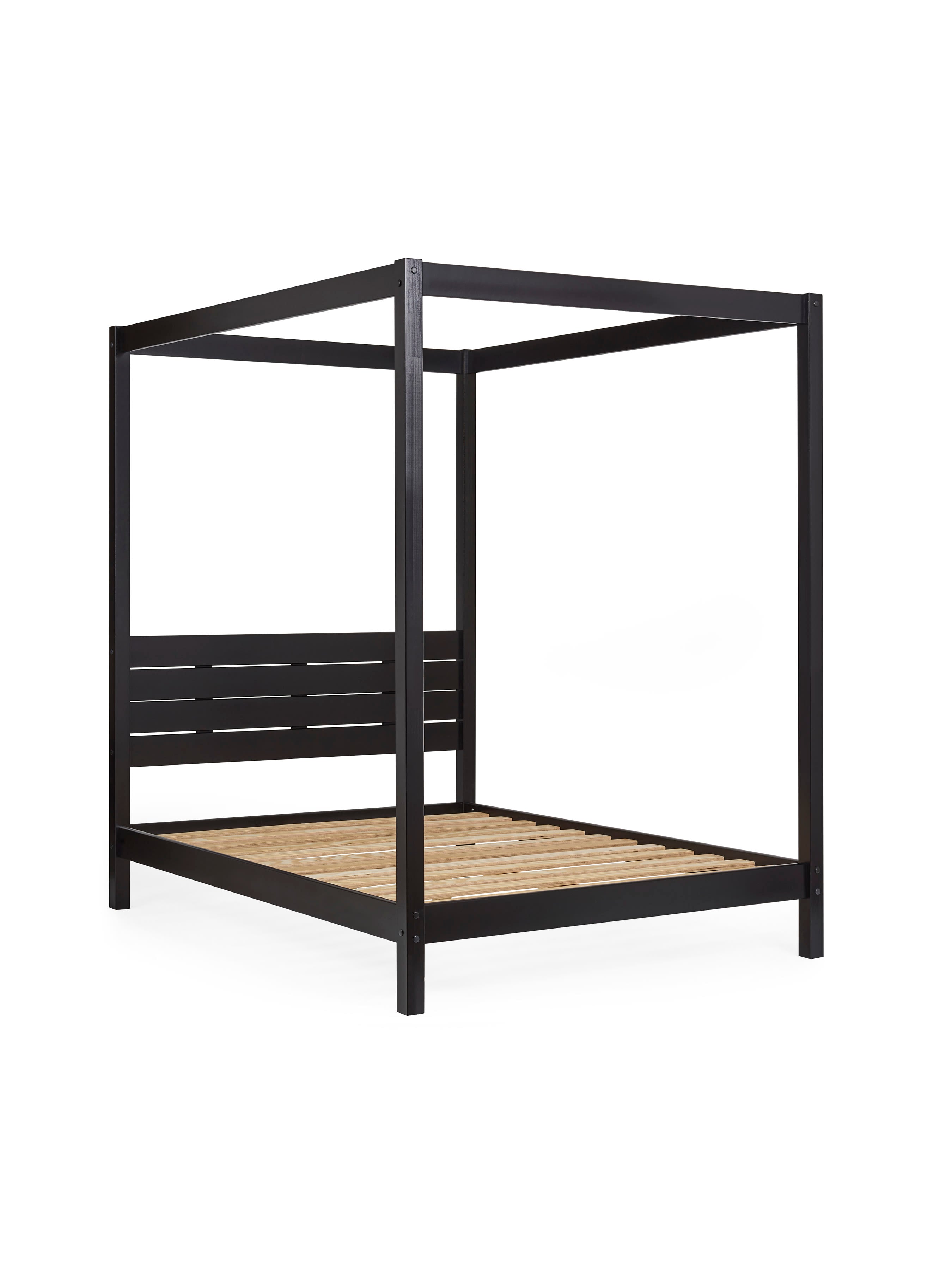 Roxanne Black Solid Pine 4-Poster Canopy Bed