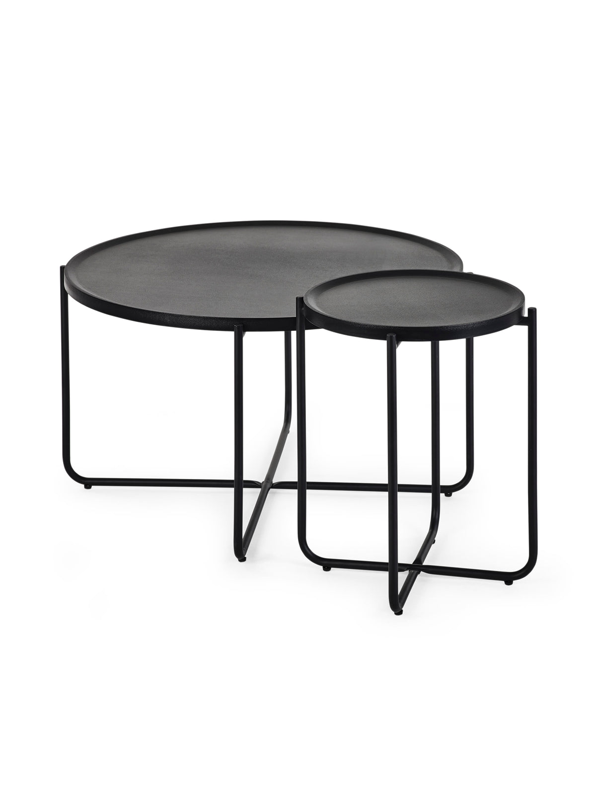 Sagrada Round Black Coffee and Lamp Table Set