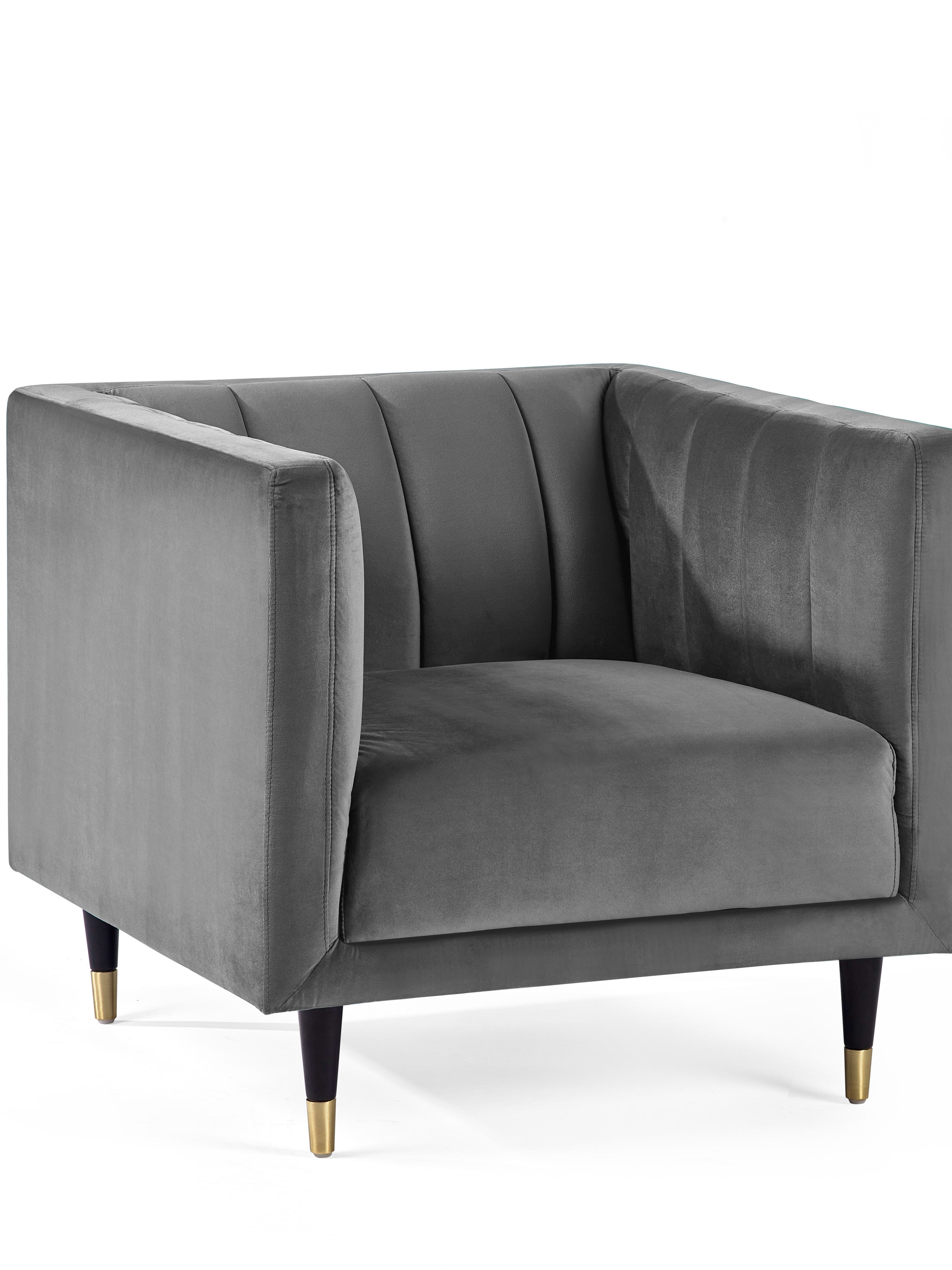 Salma Scalloped Back Chair – Grey – Grey Velvet