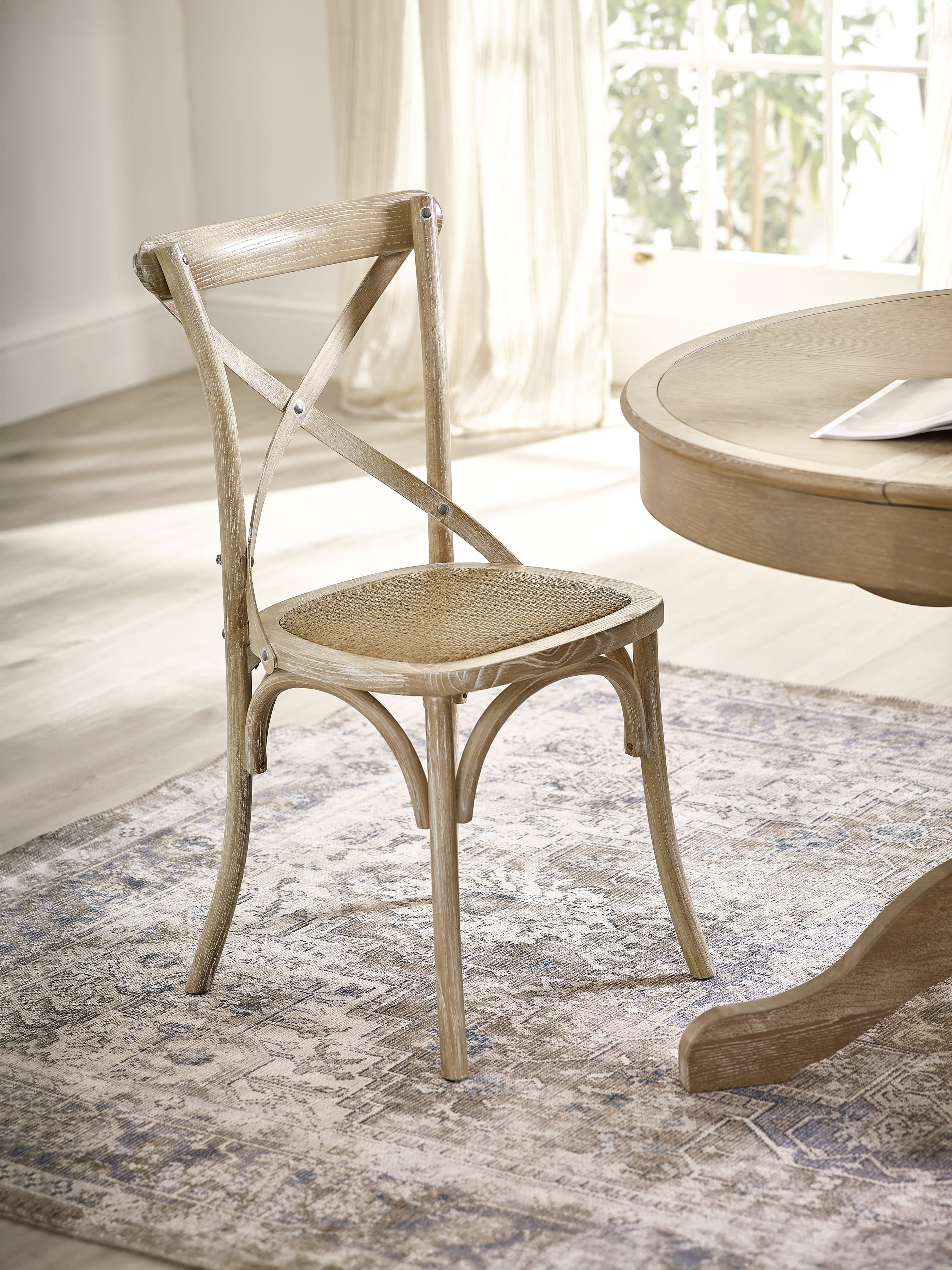 Set of 2 Satie Limed Oak Rattan Bistro Chairs