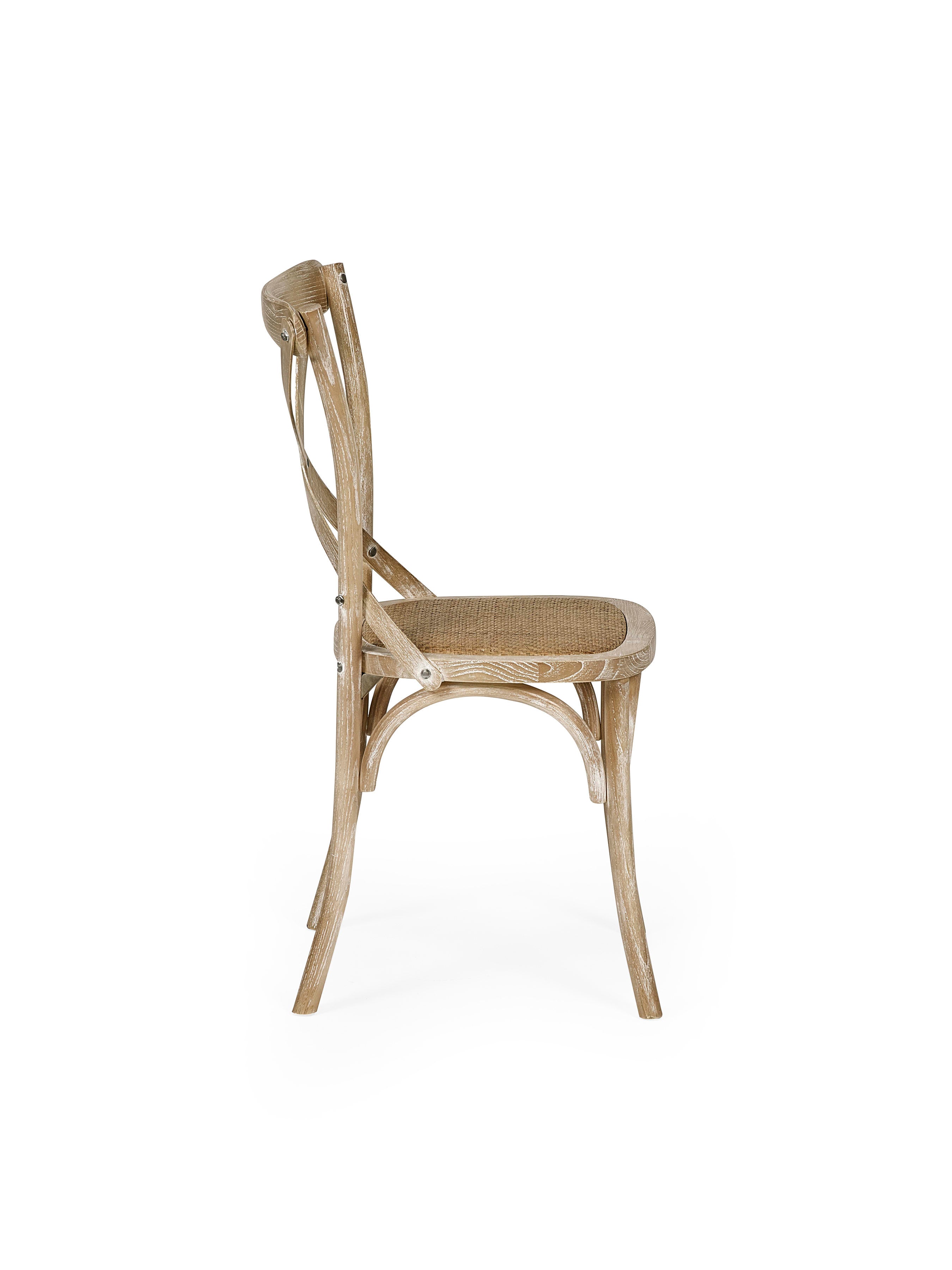 Set of 2 Satie Limed Oak Rattan Bistro Chairs